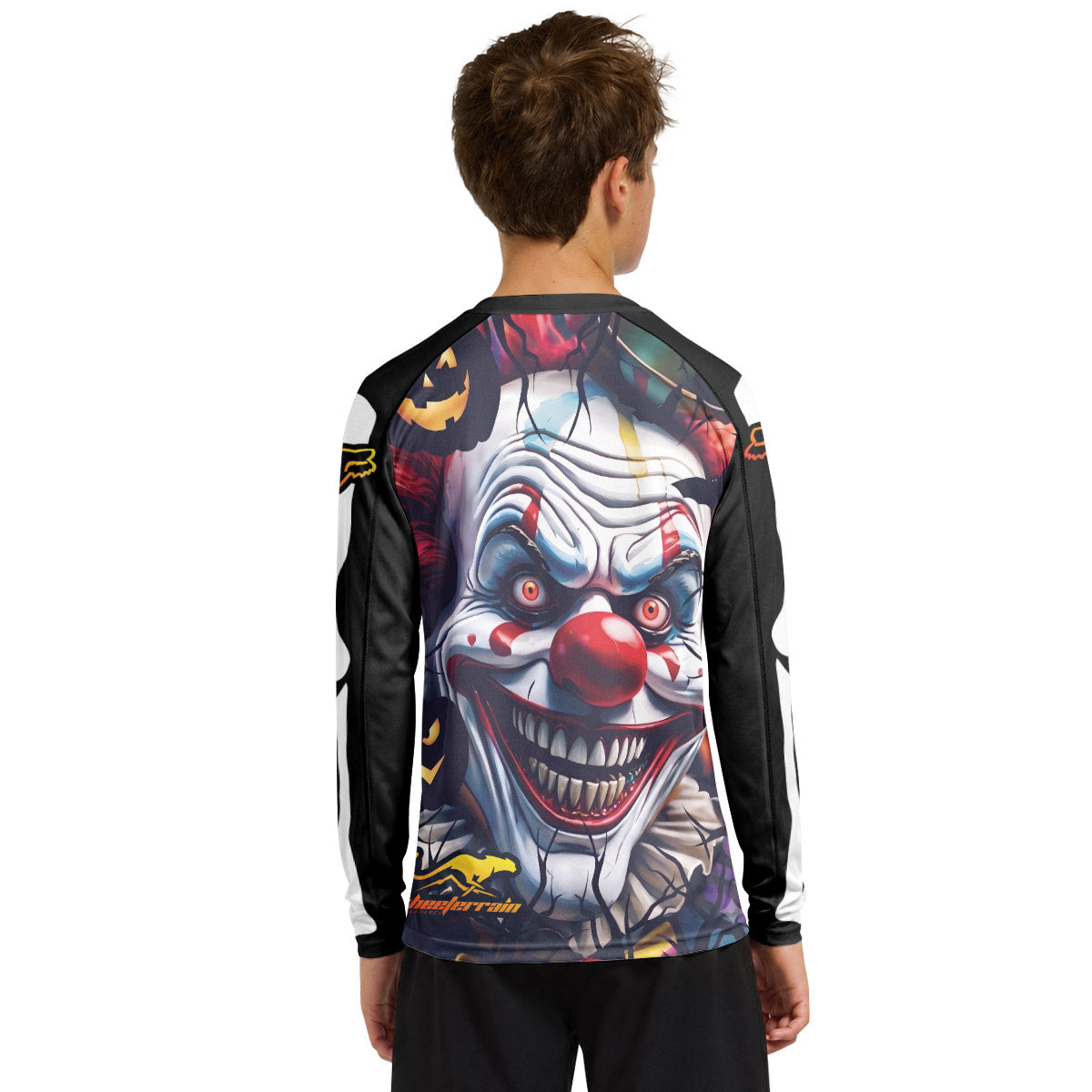 Fox Halloween Evil Clown Youth Long Sleeve Mountain Bike Jersey