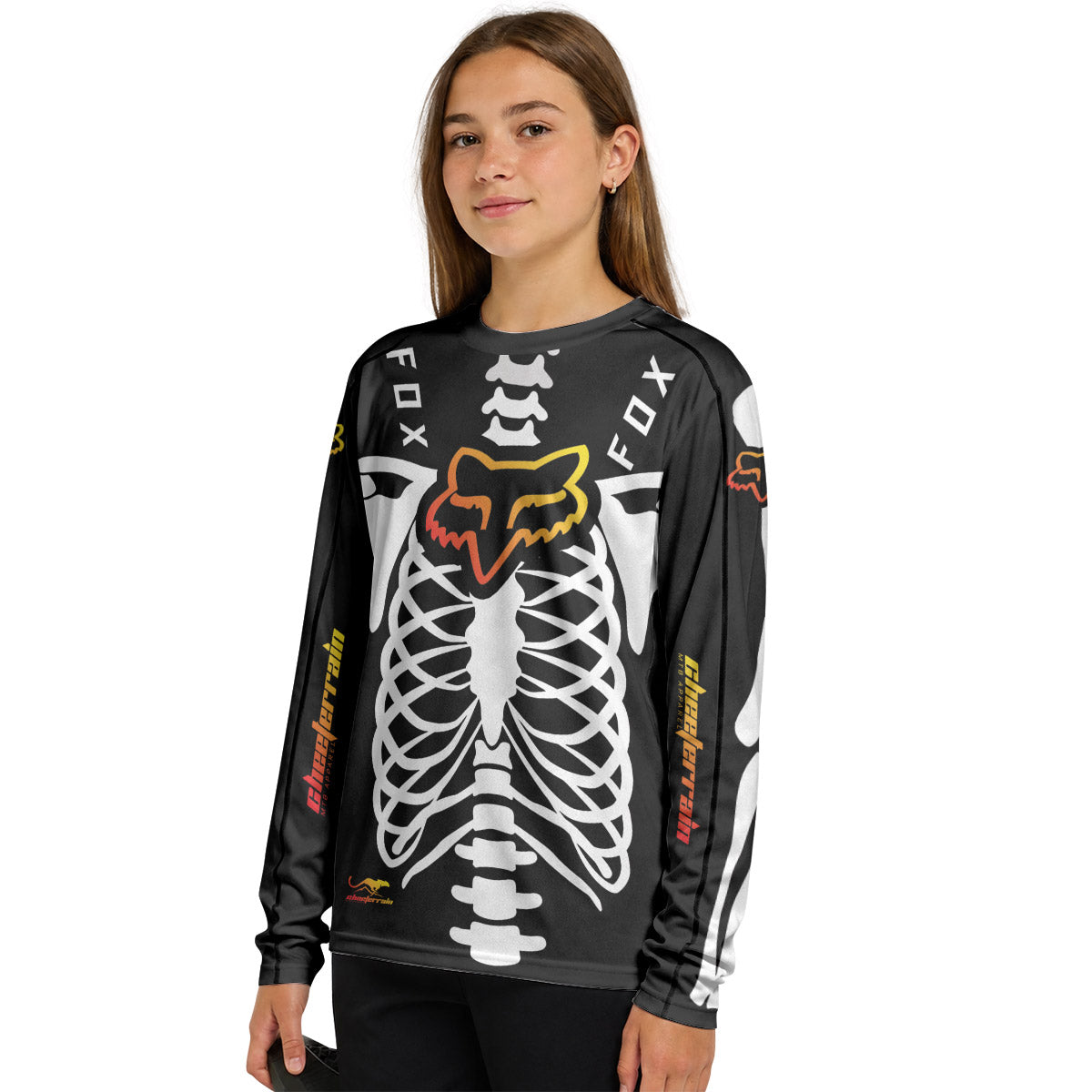 Fox Halloween Evil Clown Youth Long Sleeve Mountain Bike Jersey
