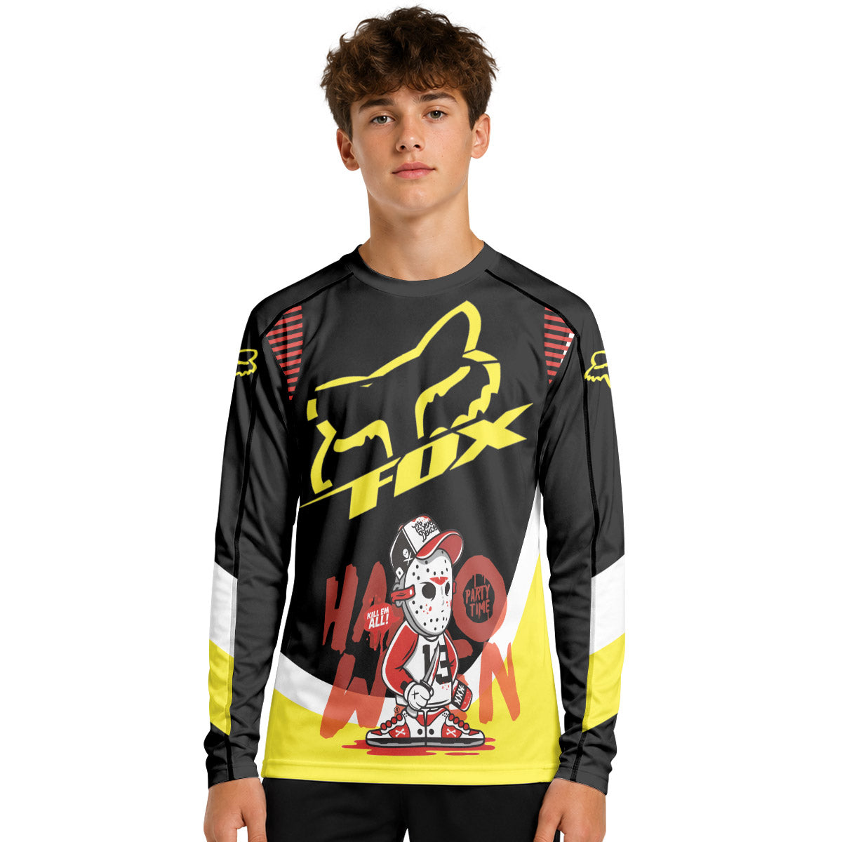Fox Halloween Jason Party Youth Long Sleeve Mountain Bike Jersey