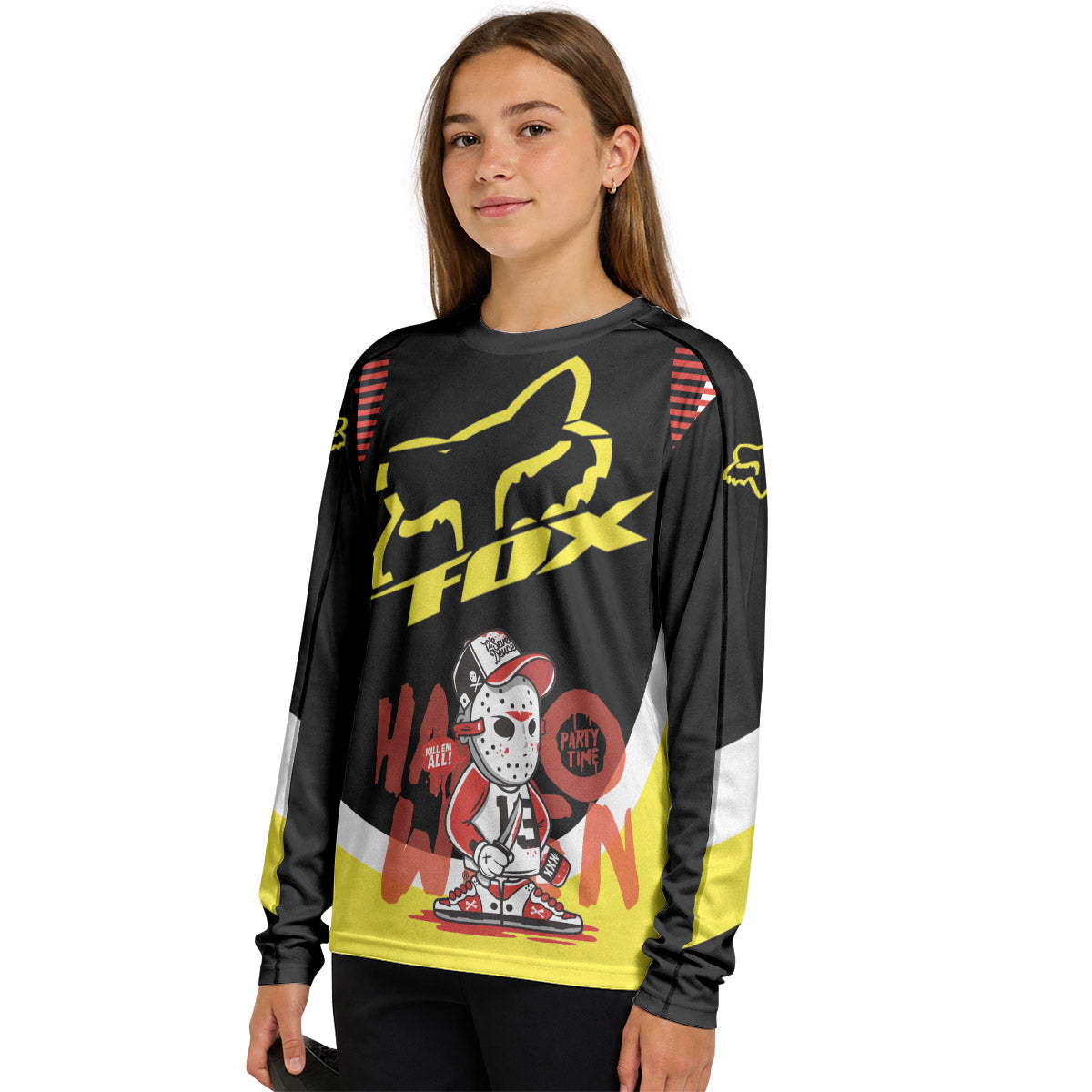 Fox Halloween Jason Party Youth Long Sleeve Mountain Bike Jersey