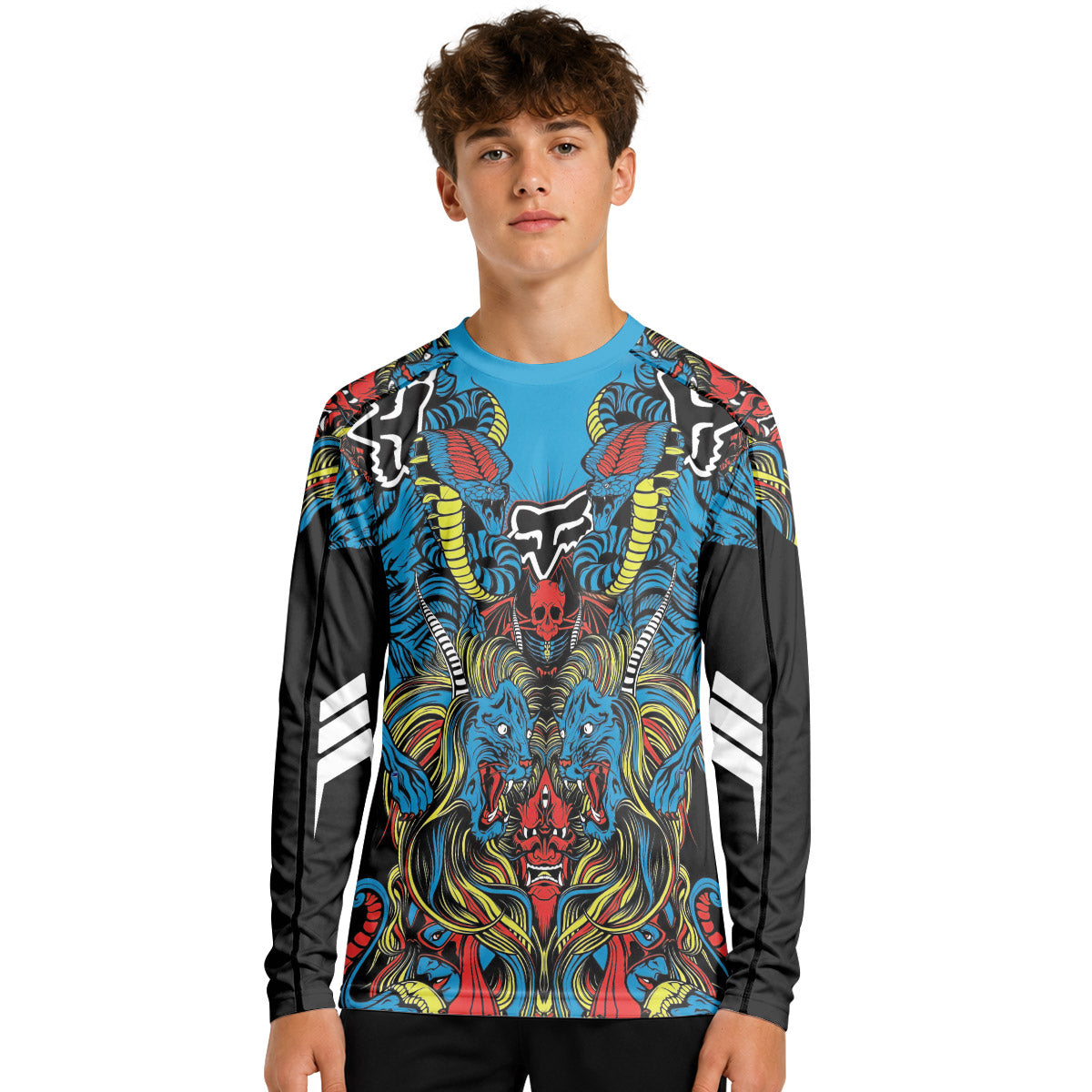 Fox Japanese Tattoo Youth Long Sleeve Mountain Bike Jersey