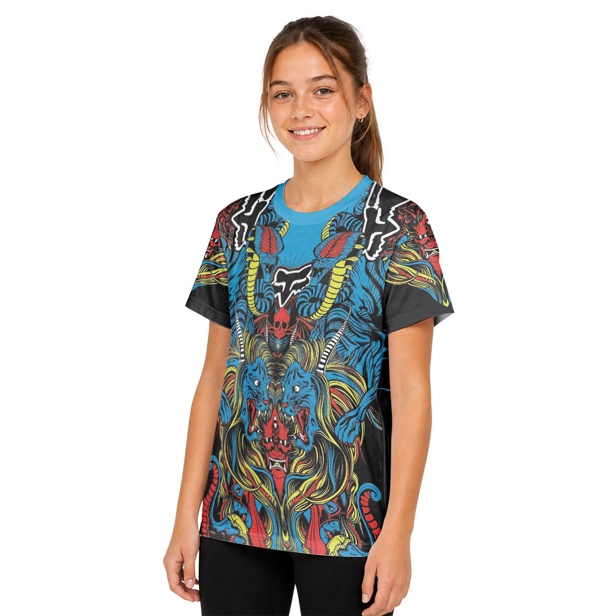 Fox Japanese Tattoo Youth Short Sleeve Mountain Bike Jersey