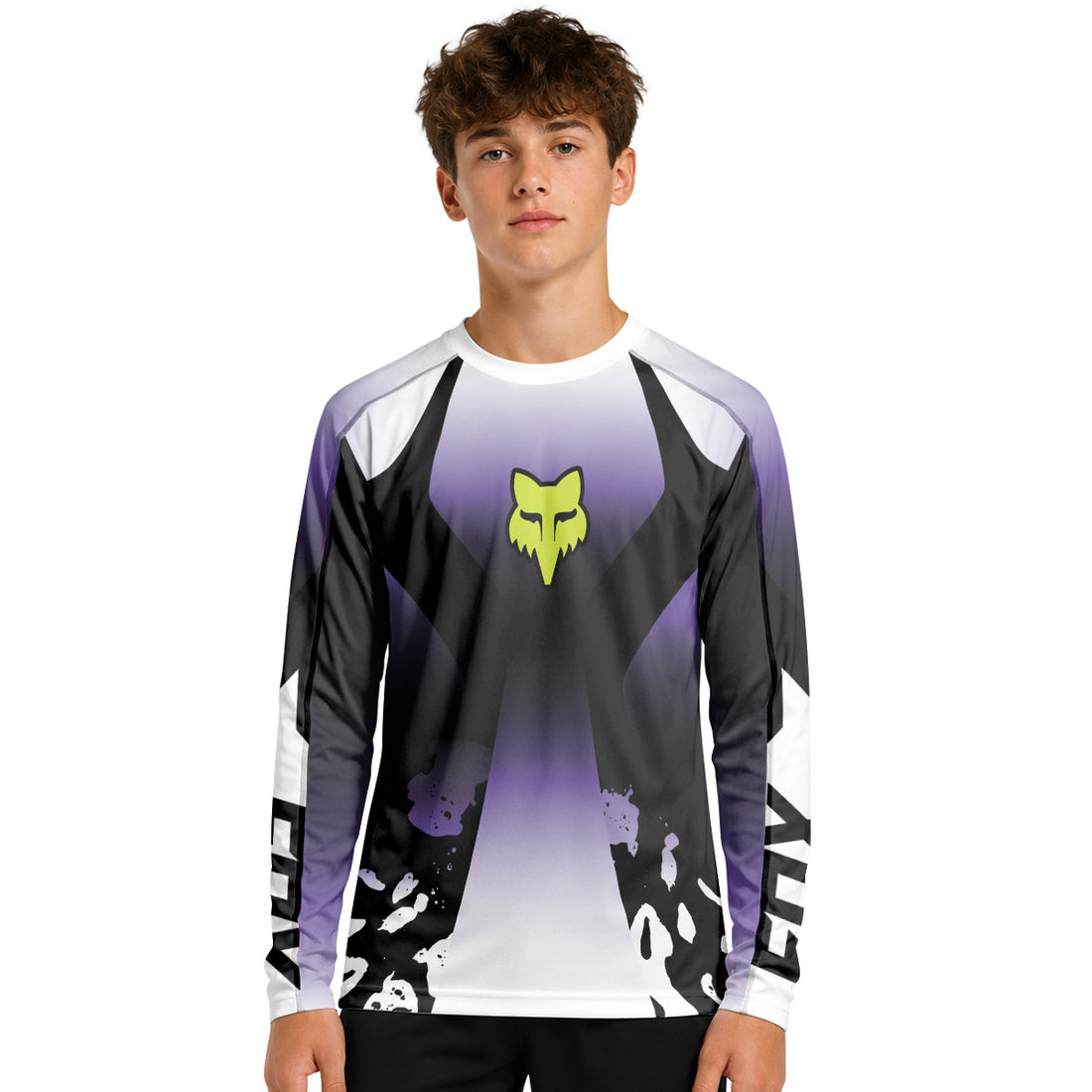 Fox Purple Gradient Ink Youth Long Sleeve Mountain Bike Jersey