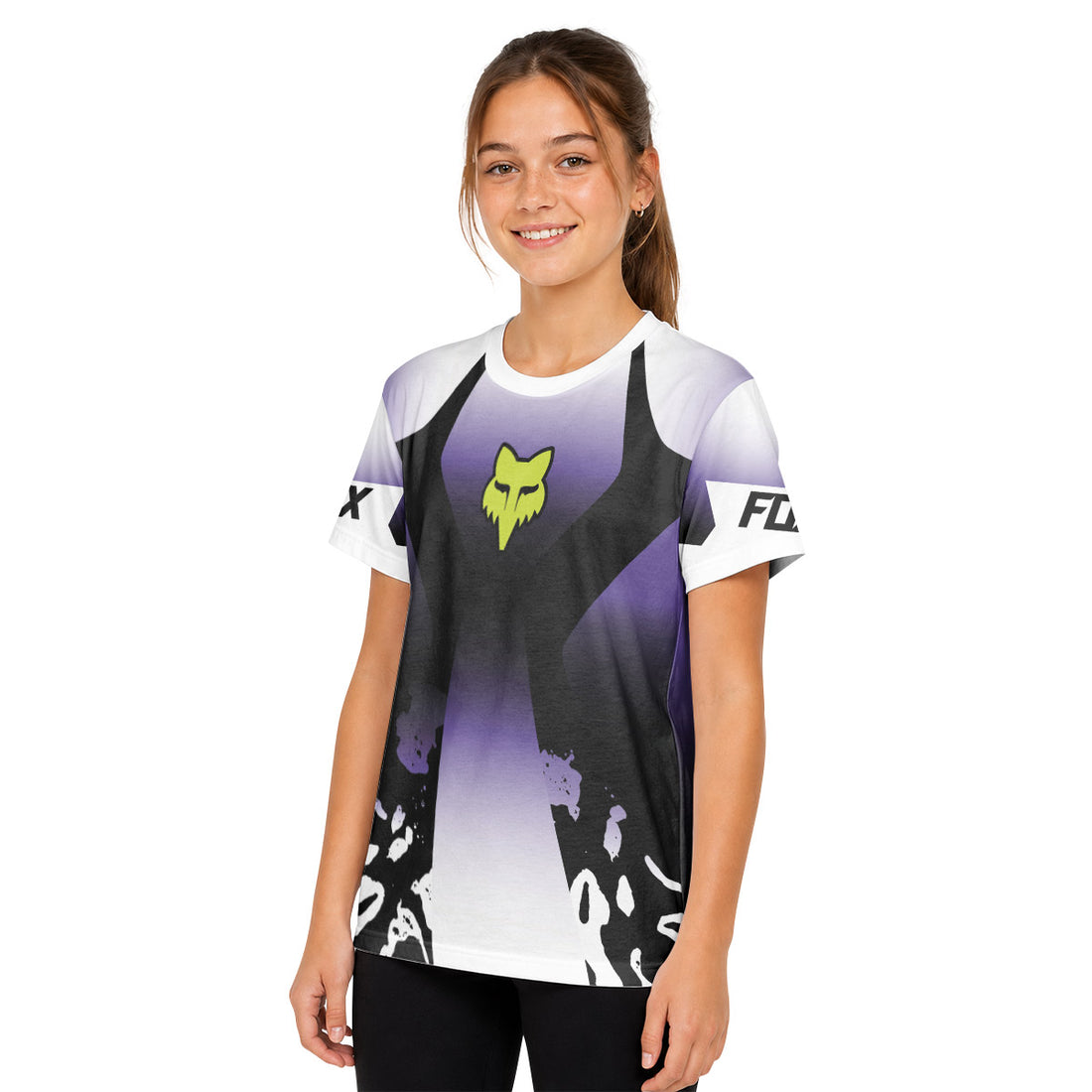 Fox Purple Gradient Ink Youth Short Sleeve Mountain Bike Jersey