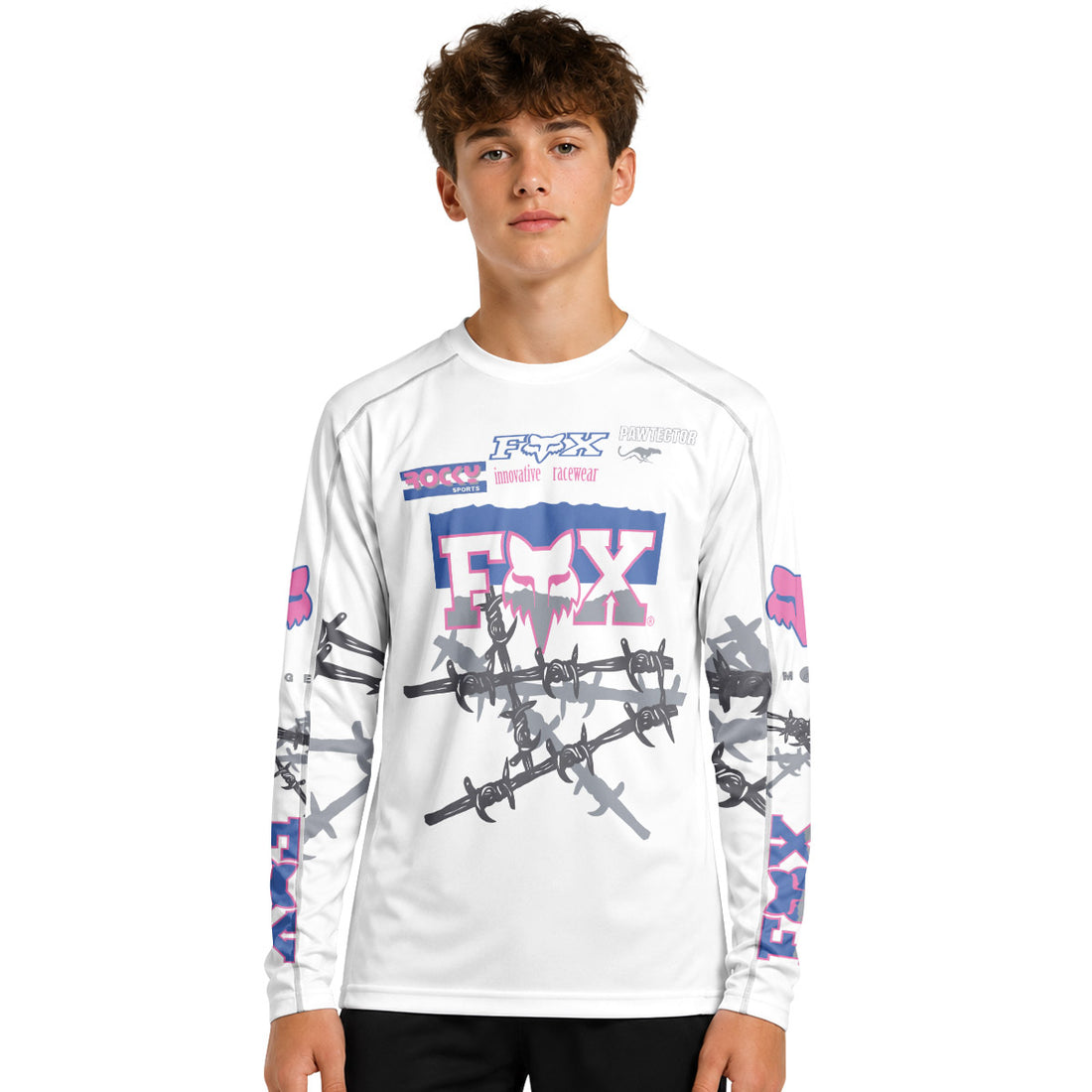 Fox Racing Barbed Wire Youth Long Sleeve Mountain Bike Jersey