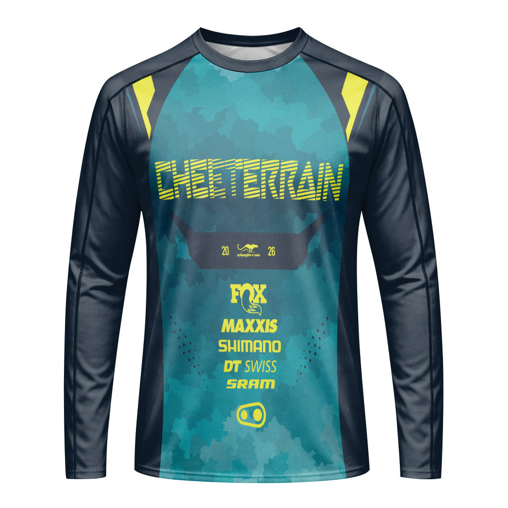 Fox Racing Black Teal Long Sleeve Mountain Bike Jersey