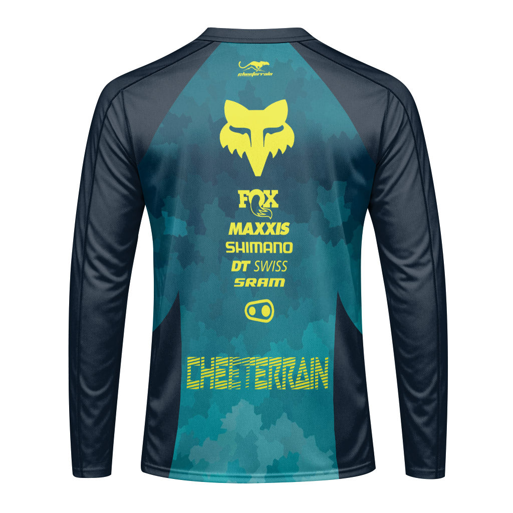 Fox Racing Black Teal Long Sleeve Mountain Bike Jersey
