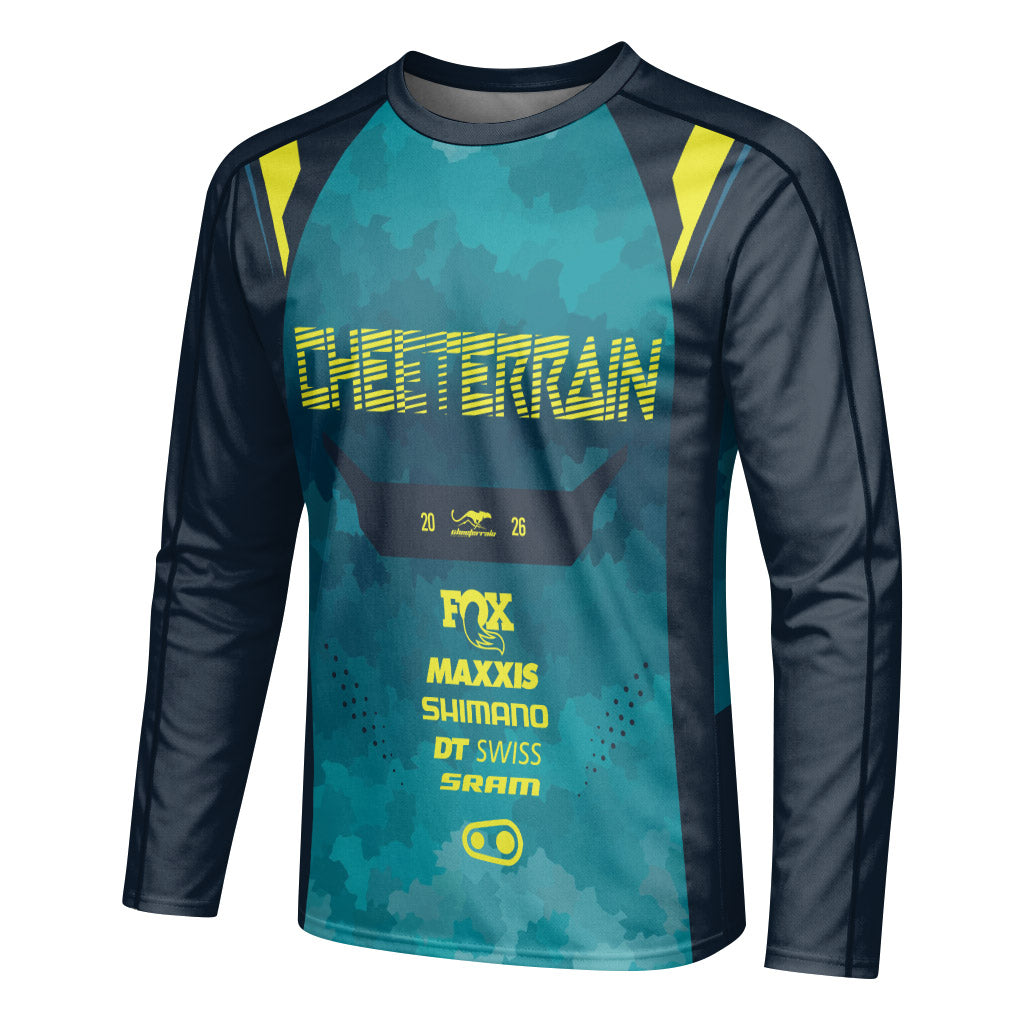 Fox Racing Black Teal Long Sleeve Mountain Bike Jersey