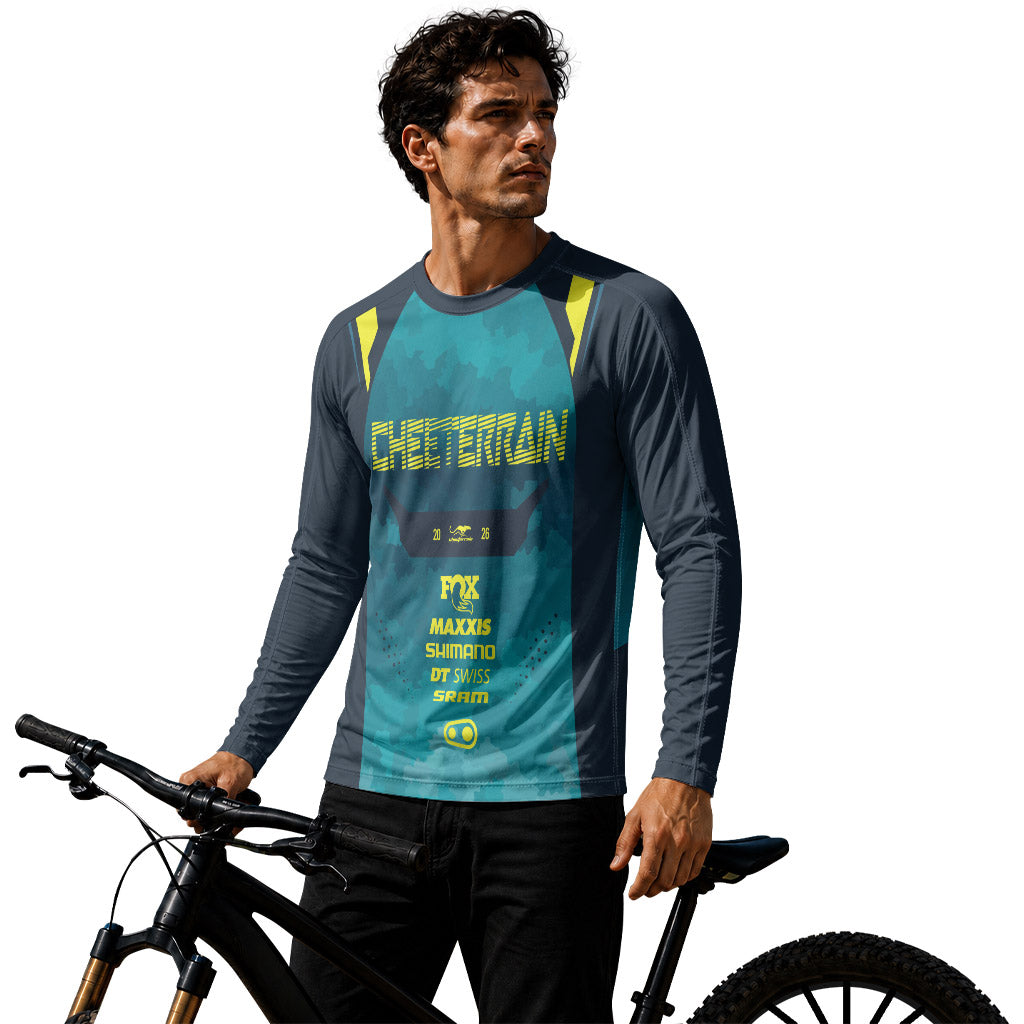 Fox Racing Black Teal Long Sleeve Mountain Bike Jersey