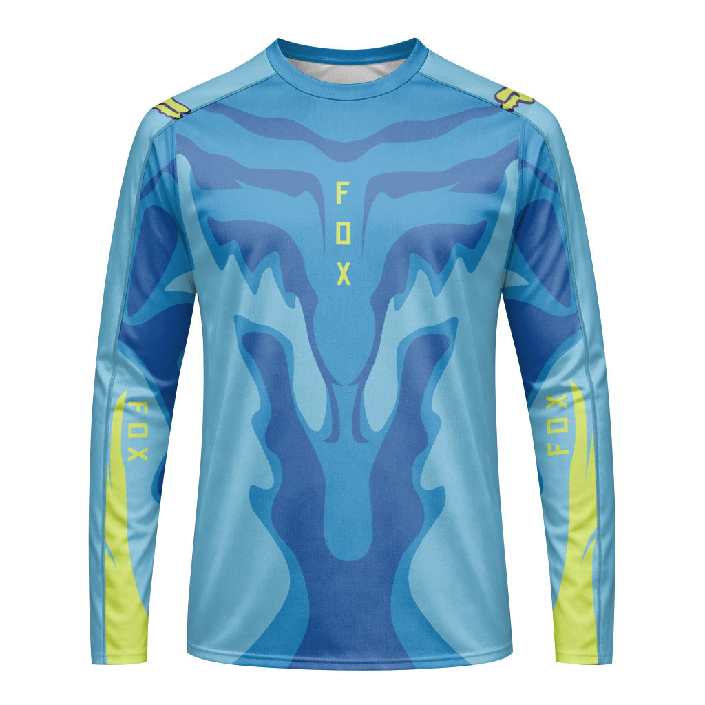 Fox Racing Blue Flame Long Sleeve Mountain Bike Jersey
