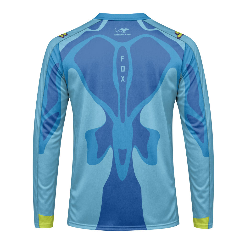 Fox Racing Blue Flame Long Sleeve Mountain Bike Jersey