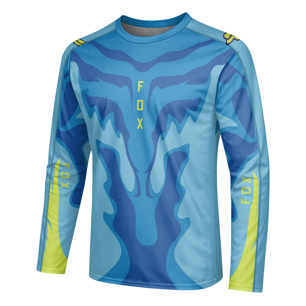 Fox Racing Blue Flame Long Sleeve Mountain Bike Jersey