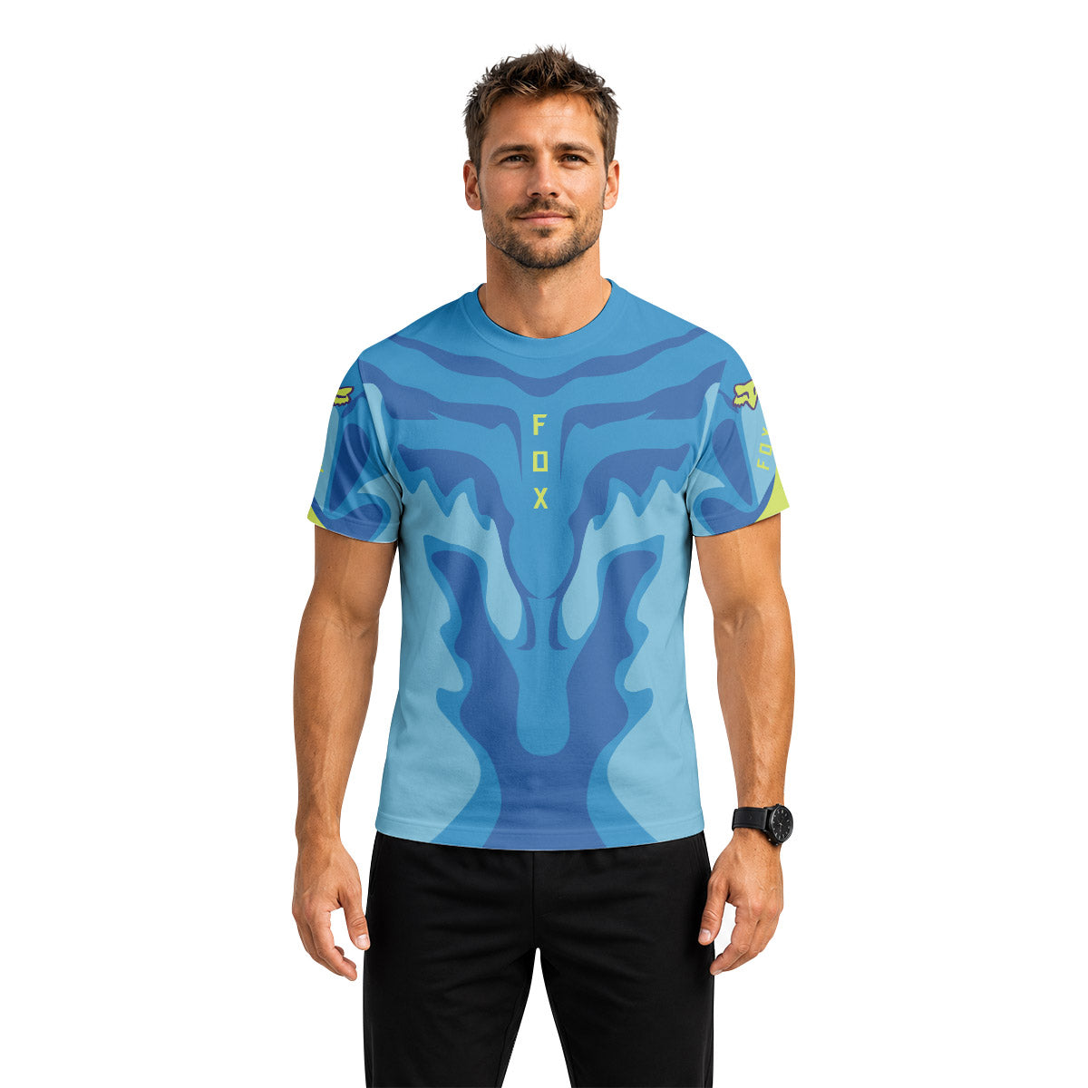 Fox Racing Blue Flame Short Sleeve Mountain Bike Jersey