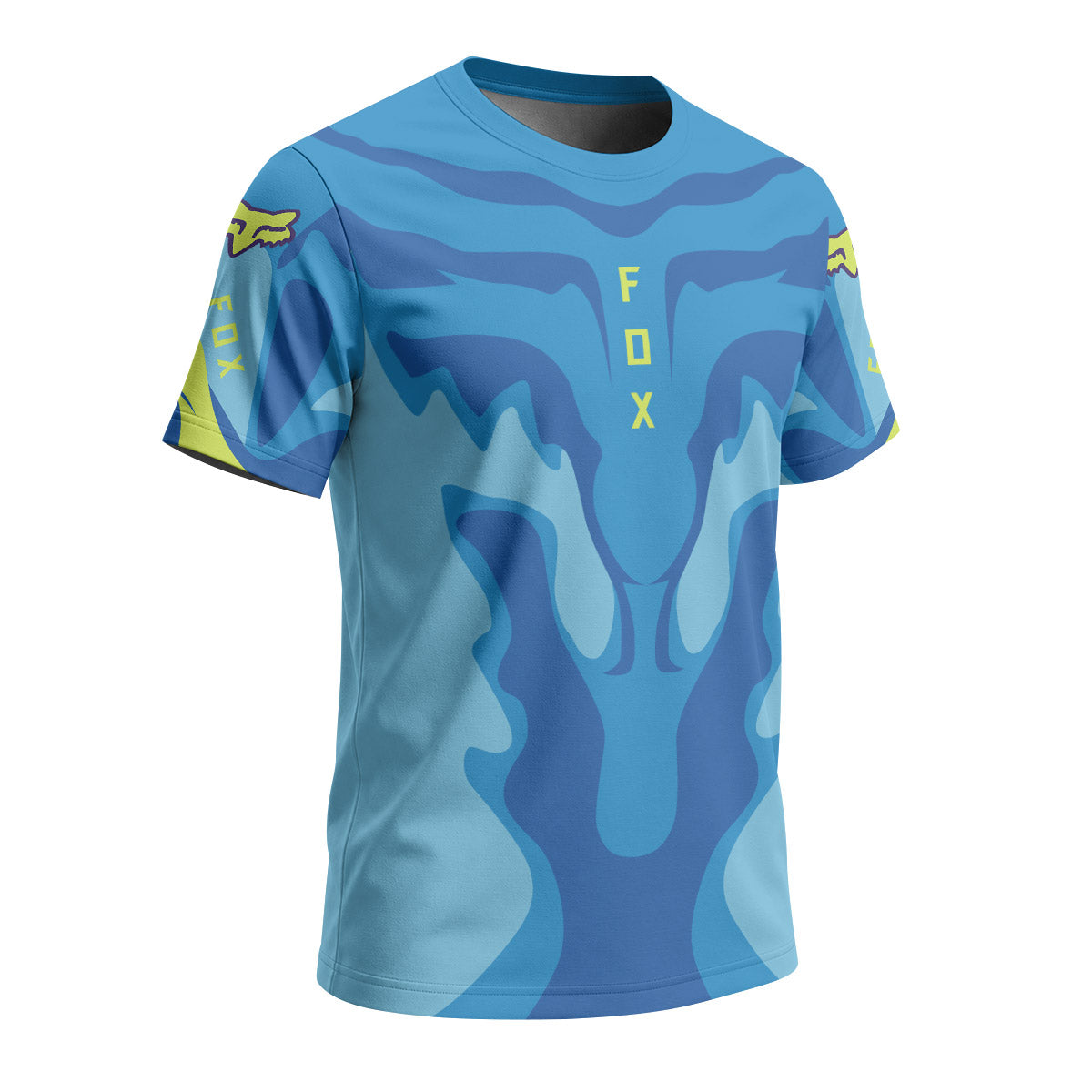 Fox Racing Blue Flame Short Sleeve Mountain Bike Jersey