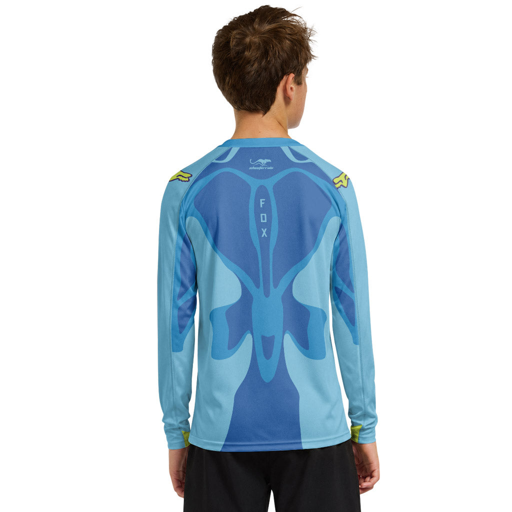 Fox Racing Blue Flame Youth Long Sleeve Mountain Bike Jersey