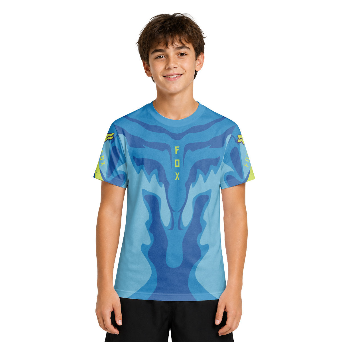 Fox Racing Blue Flame Youth Short Sleeve Mountain Bike Jersey