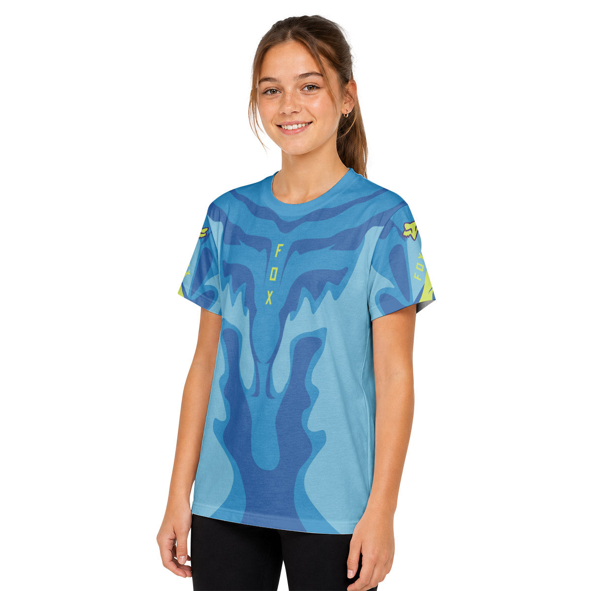 Fox Racing Blue Flame Youth Short Sleeve Mountain Bike Jersey