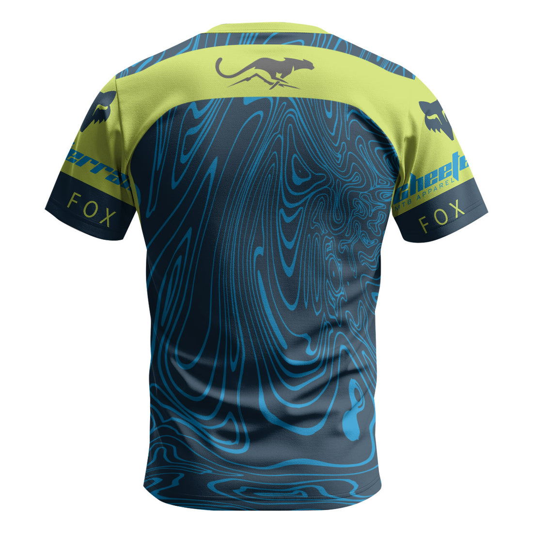 Fox Racing Green Blue Topographic Short Sleeve Mountain Bike Jersey