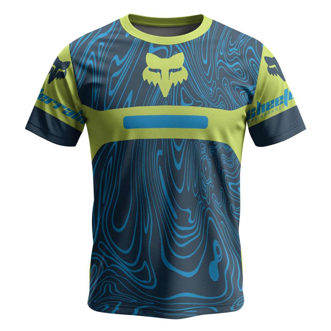 Fox Racing Green Blue Topographic Short Sleeve Mountain Bike Jersey