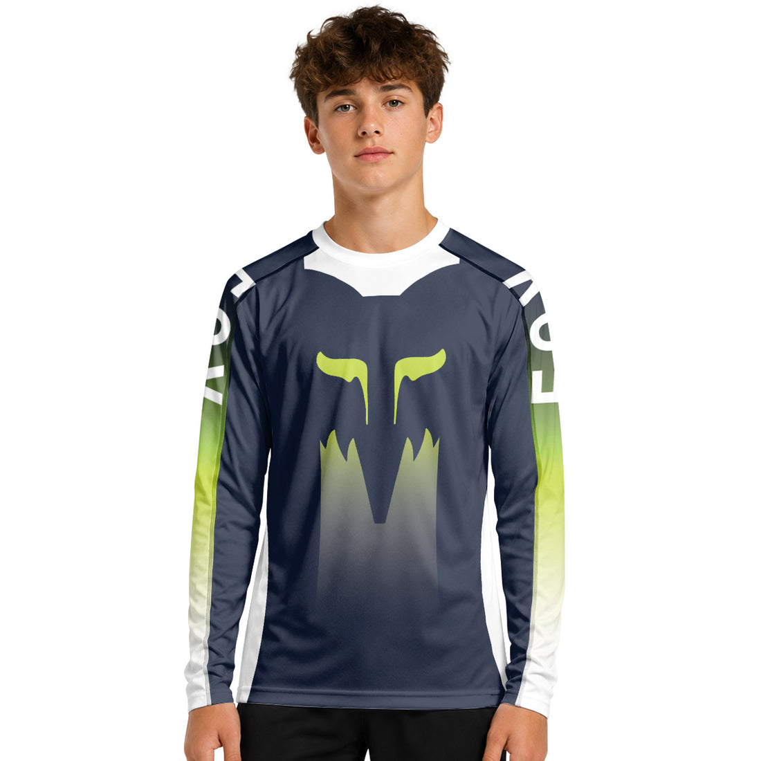 Fox Racing Green Shadow Gradient Youth Long Sleeve Mountain Bike Jersey