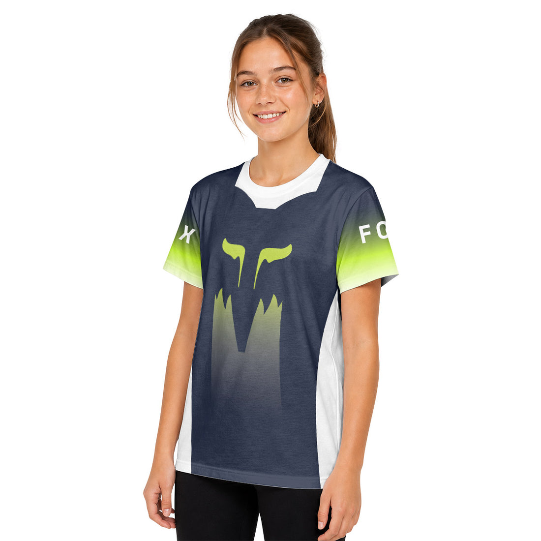 Fox Racing Green Shadow Gradient Youth Short Sleeve Mountain Bike Jersey