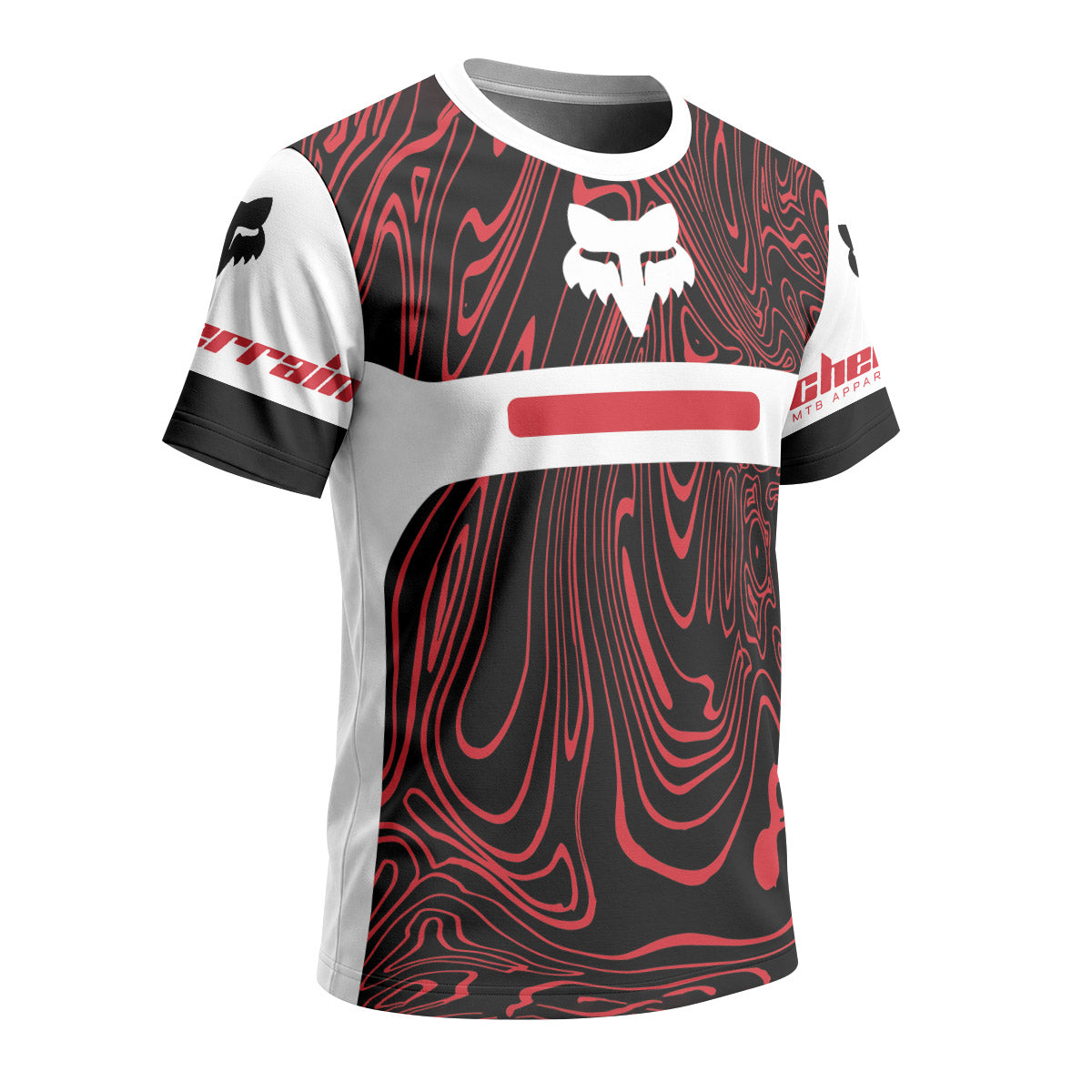 Fox Racing Red White Topographic Short Sleeve Mountain Bike Jersey