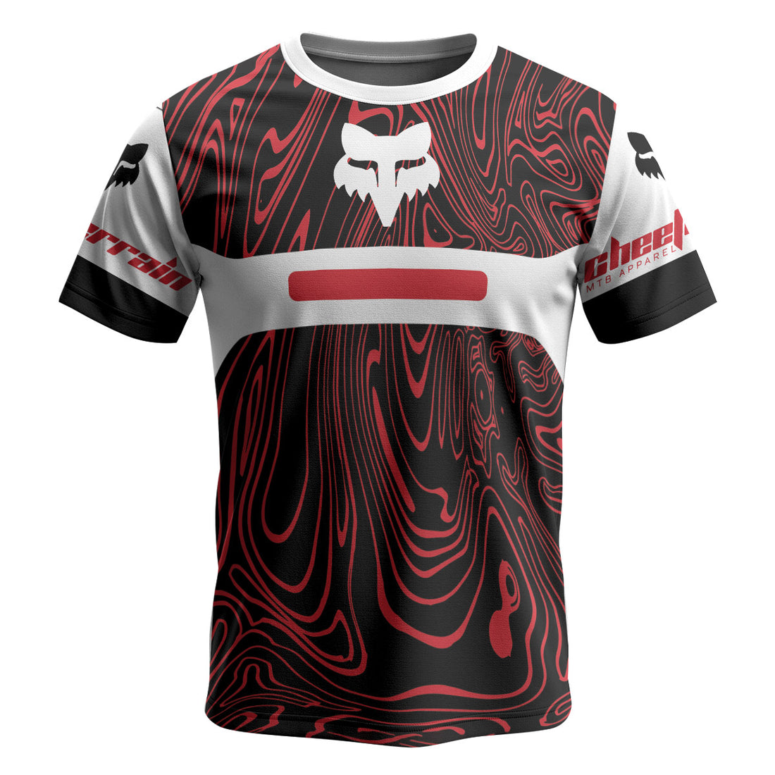 Fox Racing Red White Topographic Short Sleeve Mountain Bike Jersey