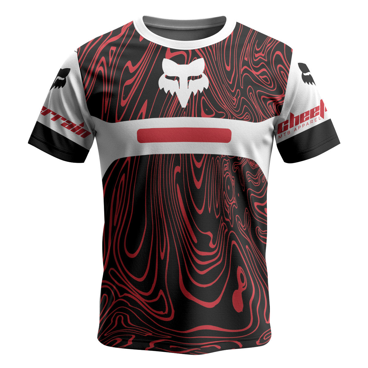 Fox Racing Red White Topographic Short Sleeve Mountain Bike Jersey