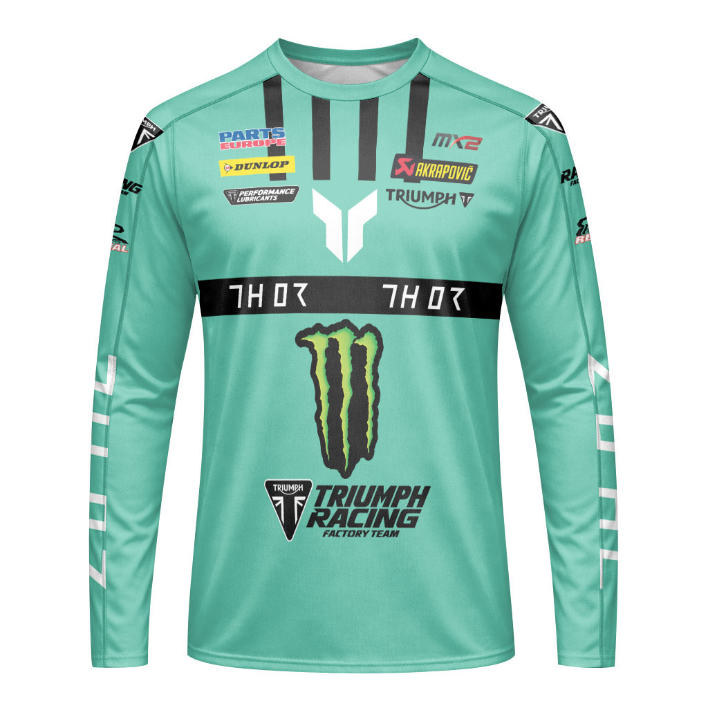 Guillem Farres 99 Teal Long Sleeve Motocross Jersey