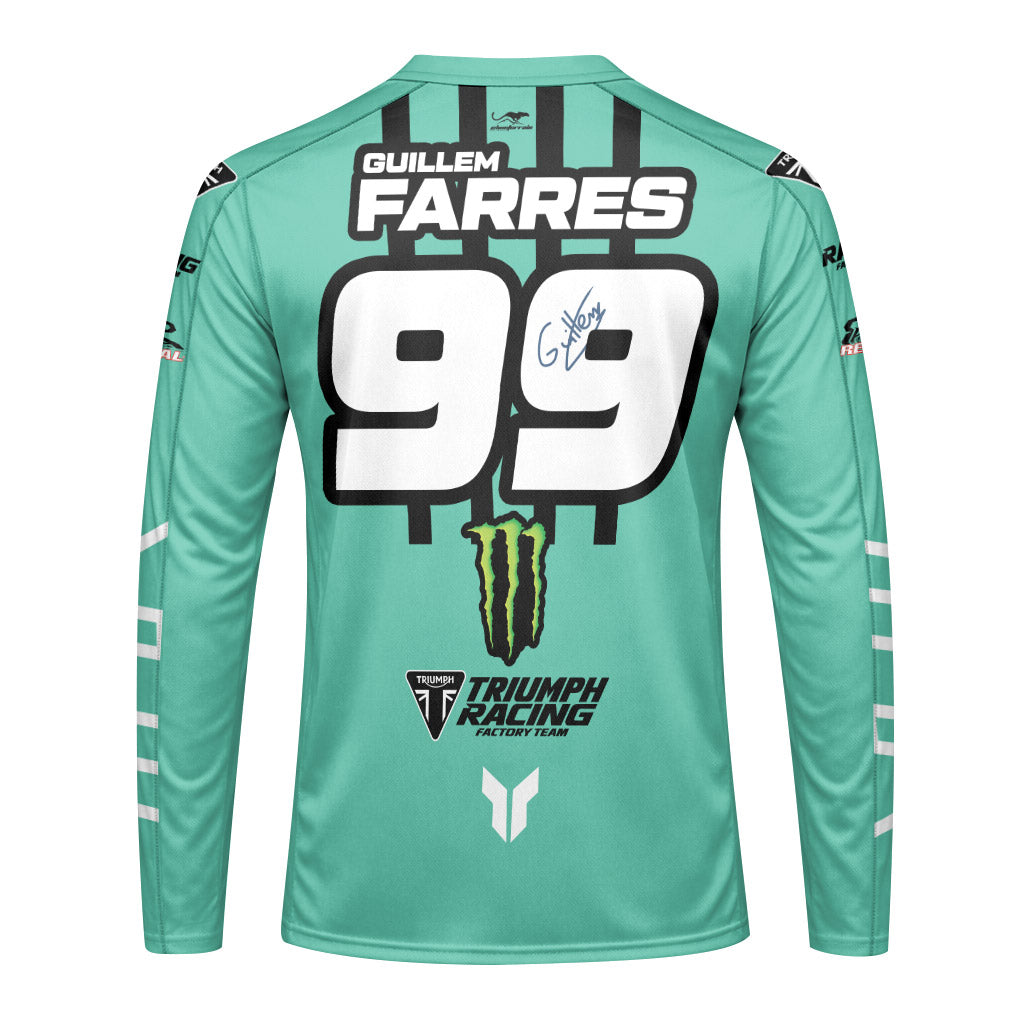 Guillem Farres 99 Teal Long Sleeve Motocross Jersey