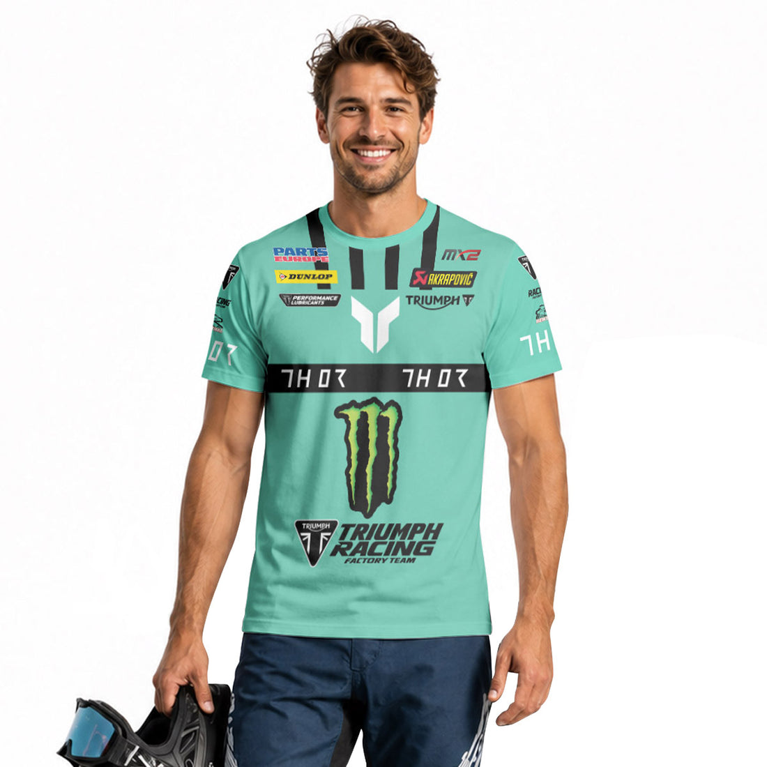 Guillem Farres 99 Teal Short Sleeve Motocross Jersey