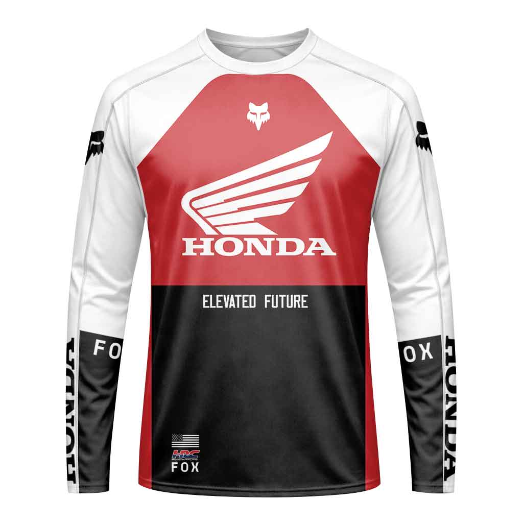 Honda Racing Red White Long Sleeve Motocross Jersey