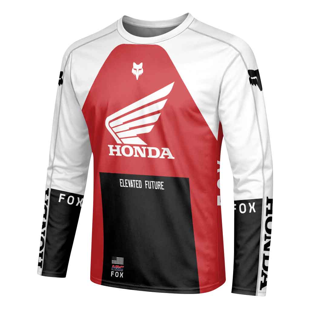 Honda Racing Red White Long Sleeve Motocross Jersey