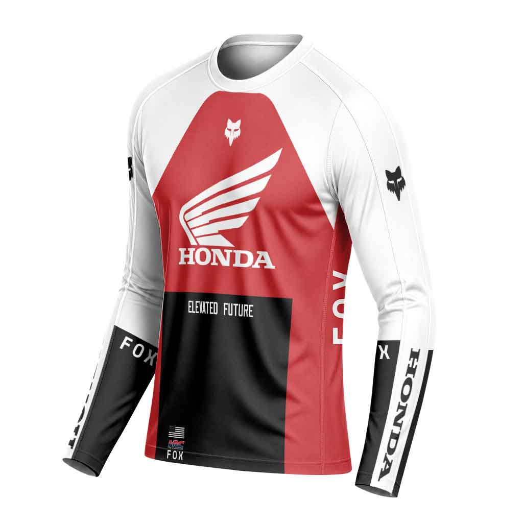 Honda Racing Red White Long Sleeve Motocross Jersey