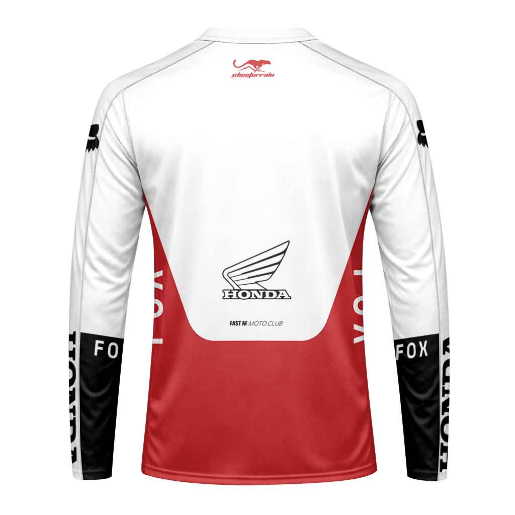 Honda Racing Red White Long Sleeve Motocross Jersey