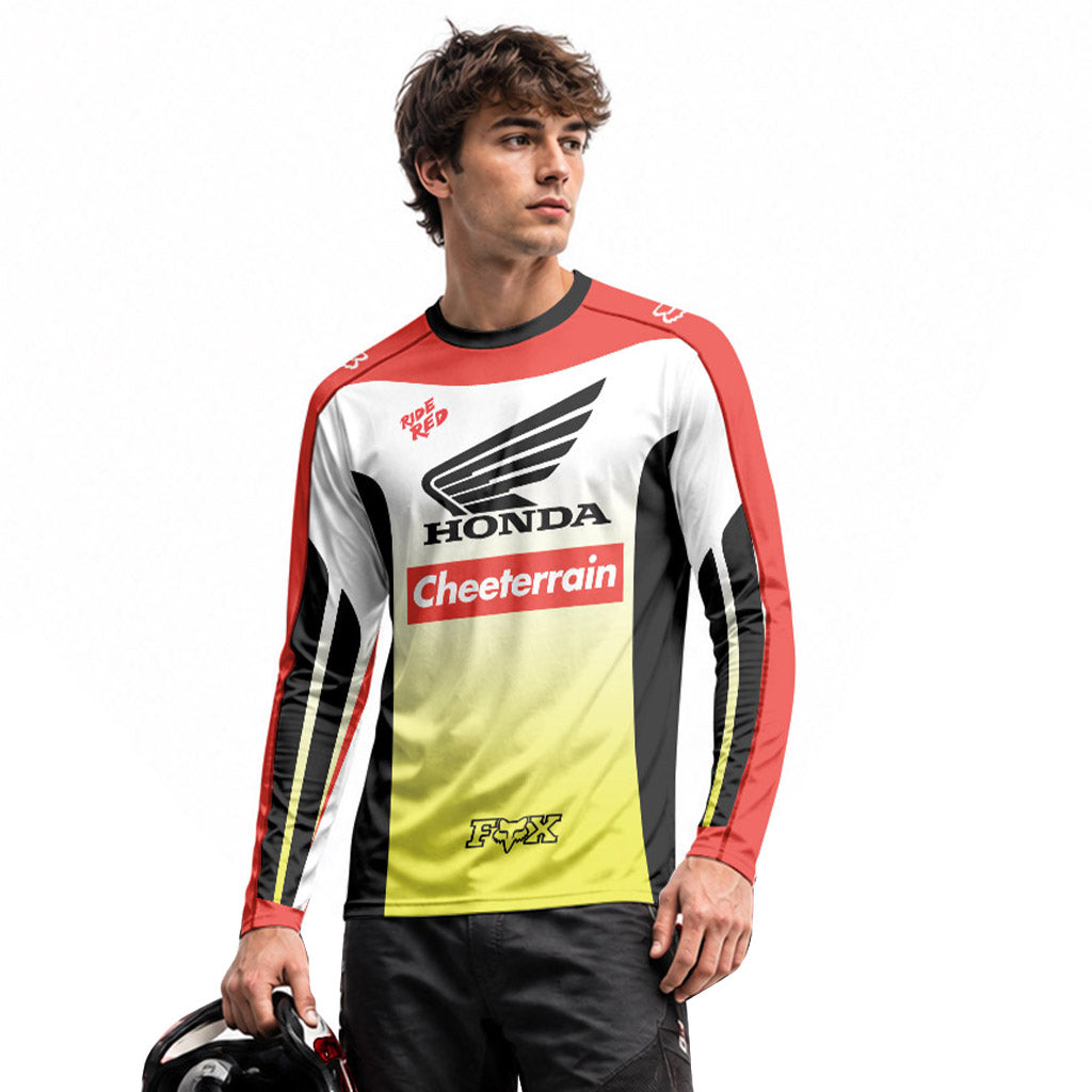 Honda Ride Red Long Sleeve Motocross Jersey