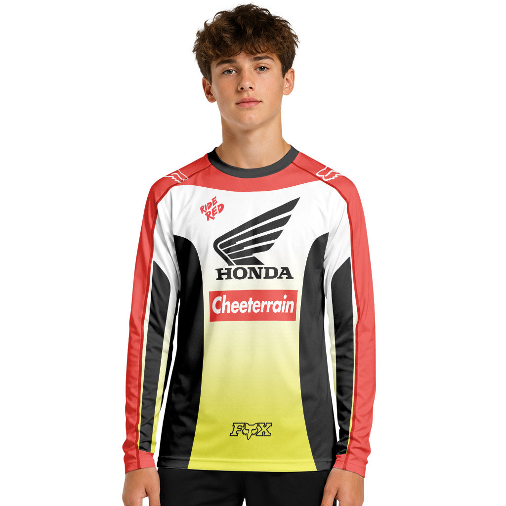 Honda Ride Red Youth Long Sleeve Motocross Jersey