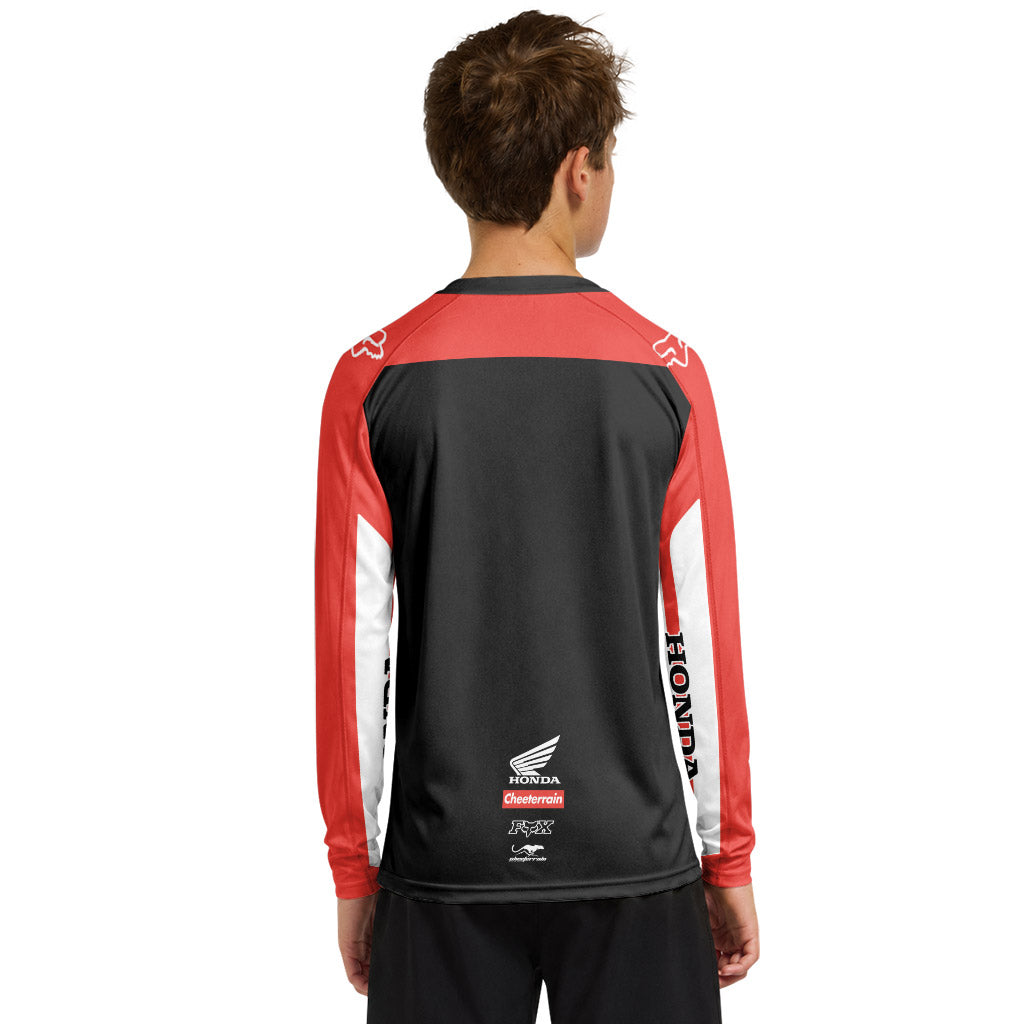 Honda Ride Red Youth Long Sleeve Motocross Jersey