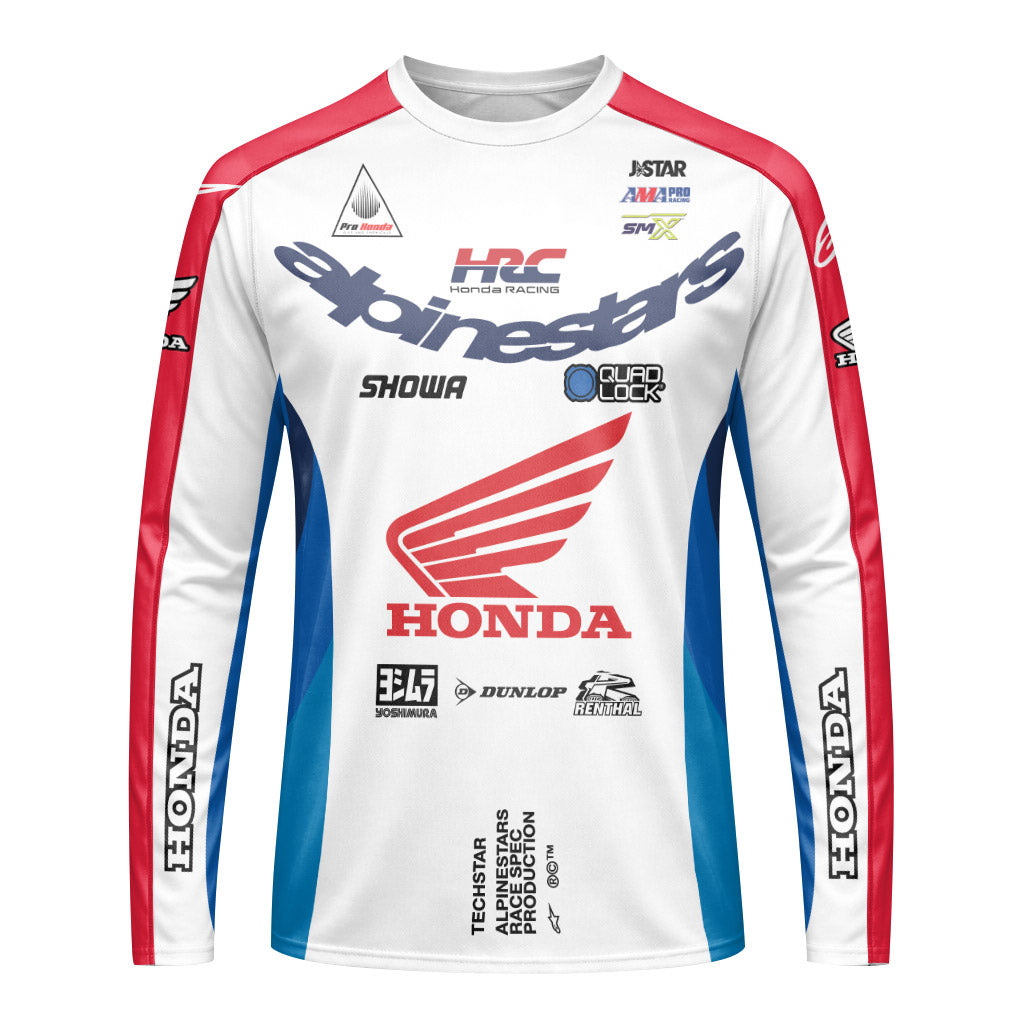 Hunter Lawrence 96 Honda White Red Long Sleeve Motocross Jersey