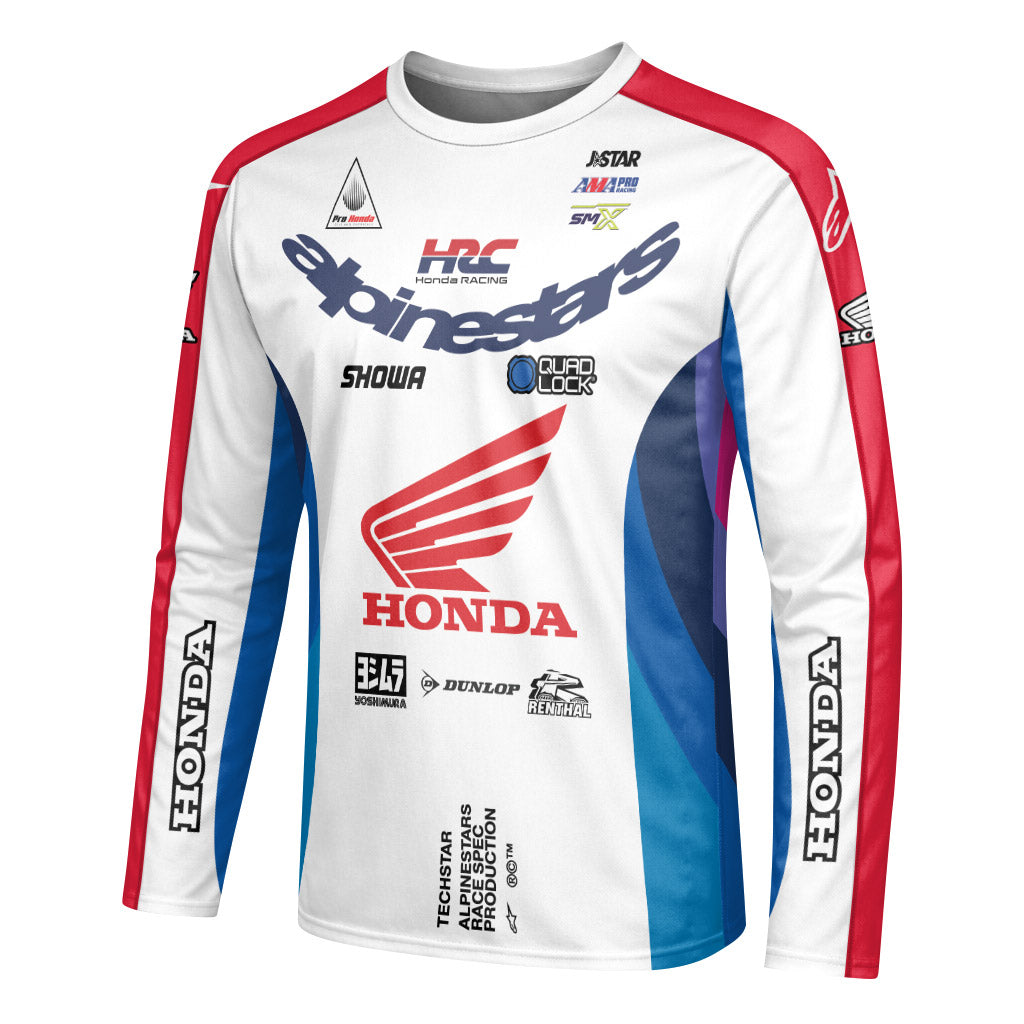 Hunter Lawrence 96 Honda White Red Long Sleeve Motocross Jersey