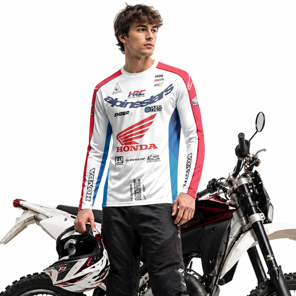 Hunter Lawrence 96 Honda White Red Long Sleeve Motocross Jersey