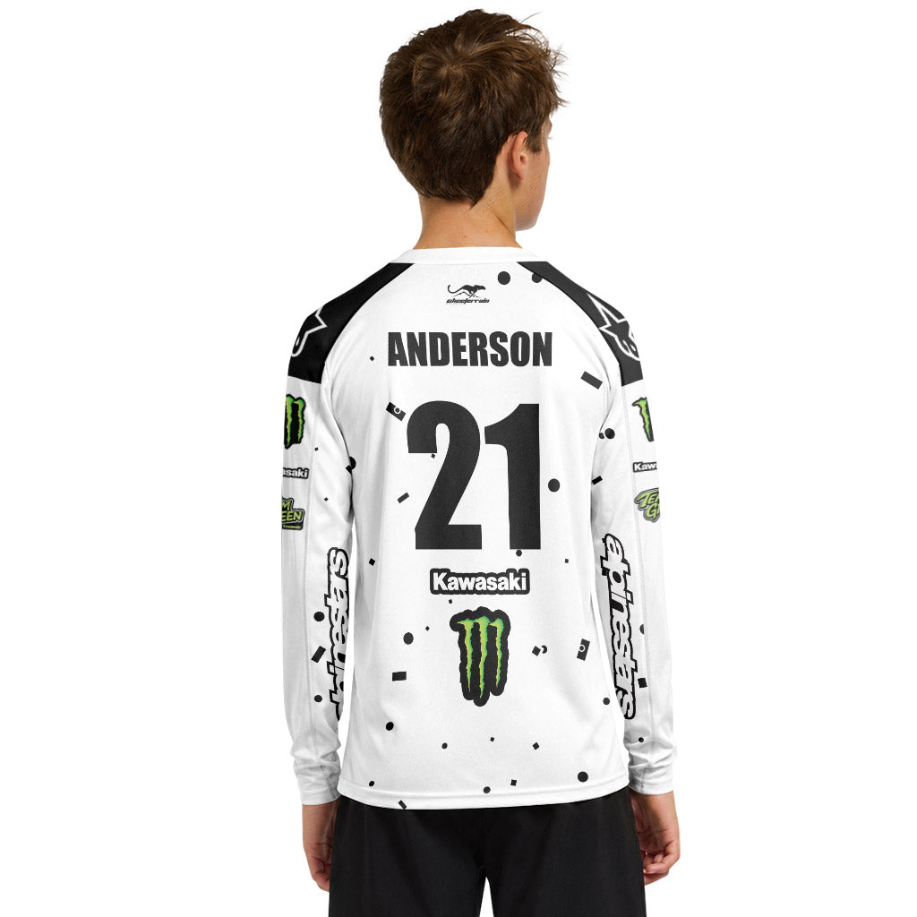 Jason Anderson 21 Alpinestars Black White Youth Long Sleeve Motocross Jersey