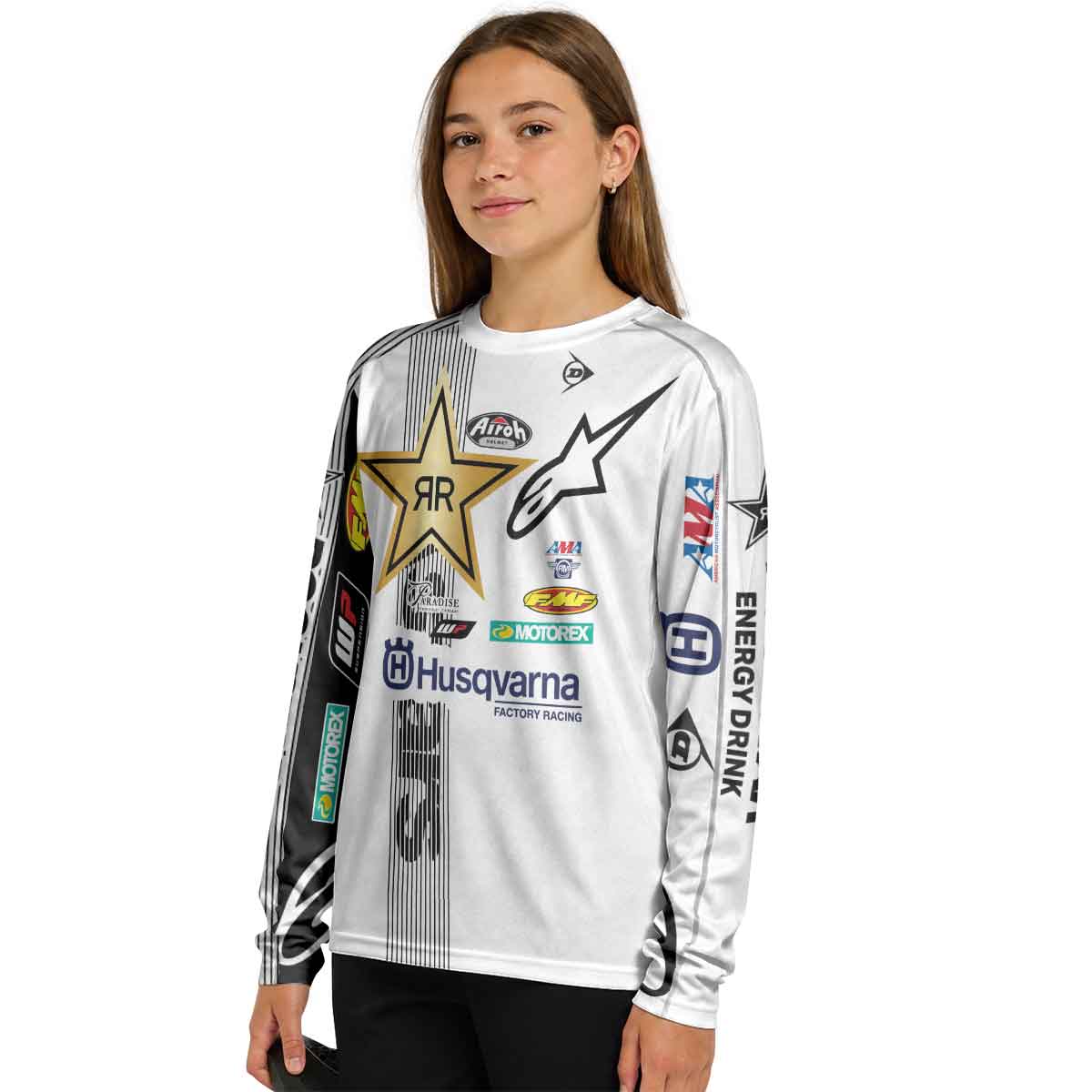 Jason Anderson 21 Alpinestars White Youth Long Sleeve Motocross Jersey