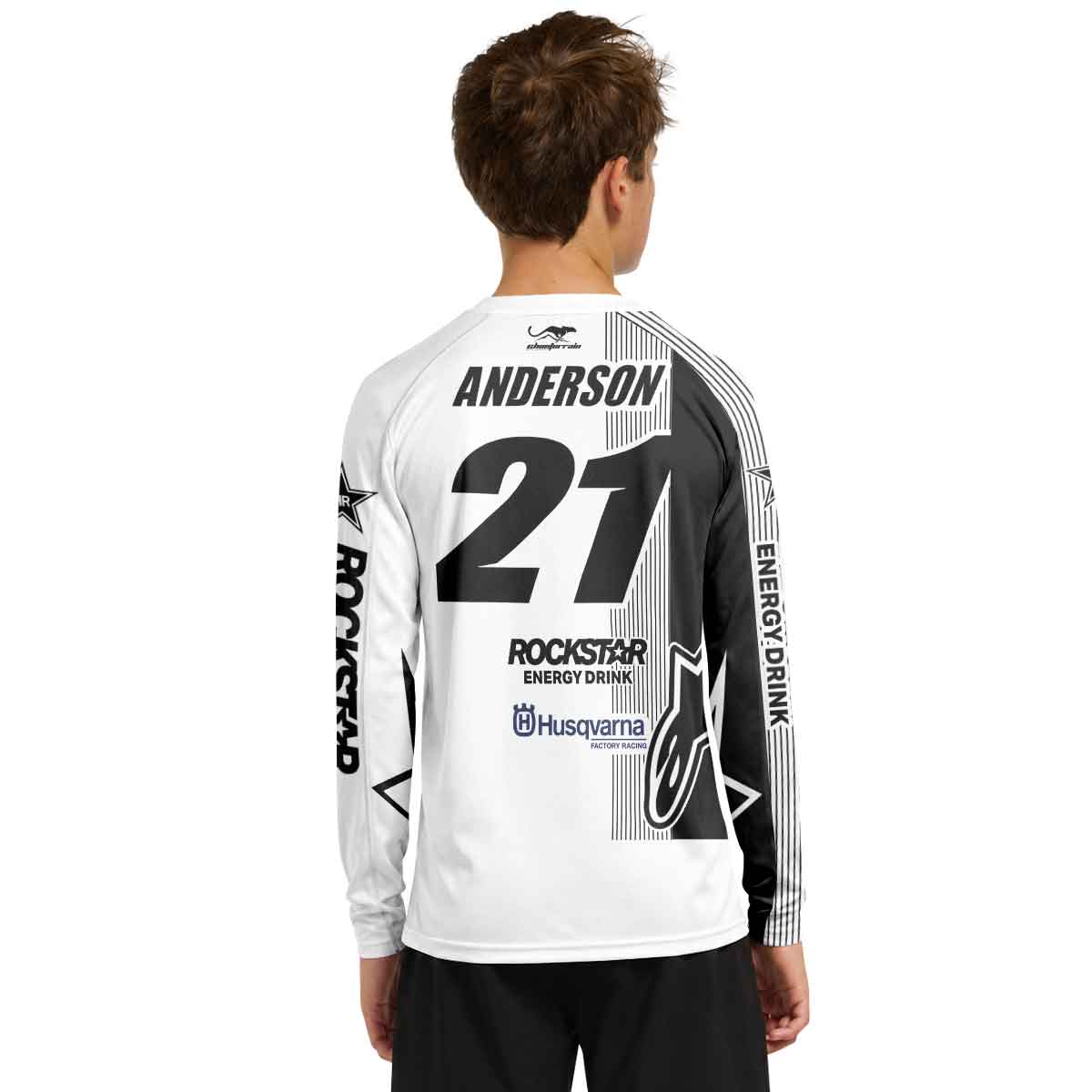 Jason Anderson 21 Alpinestars White Youth Long Sleeve Motocross Jersey