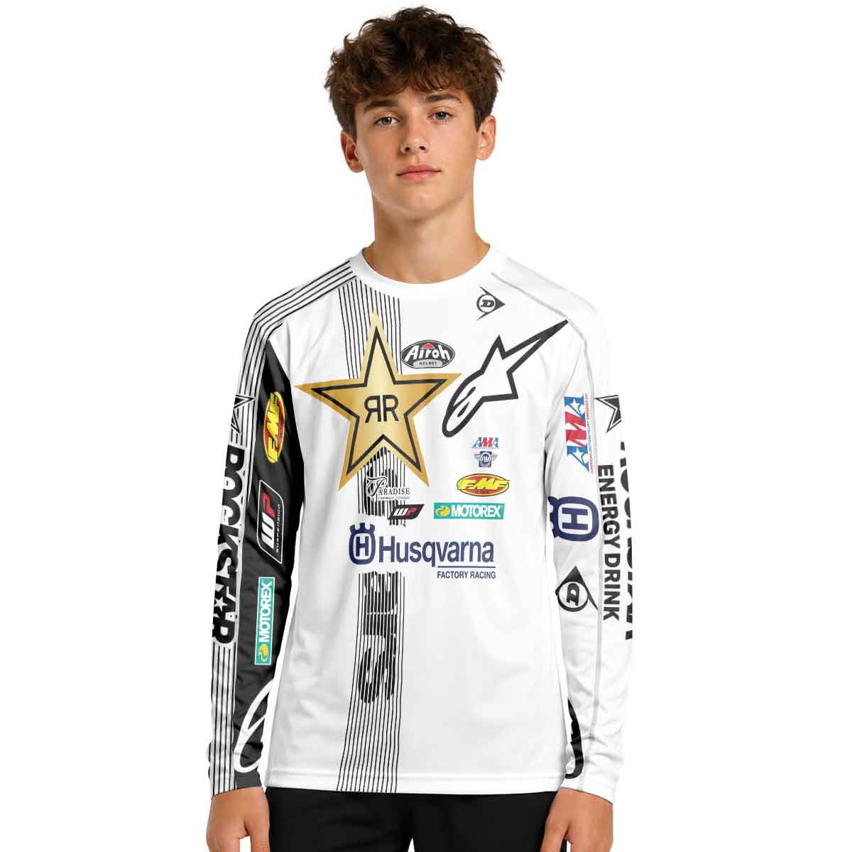 Jason Anderson 21 Alpinestars White Youth Long Sleeve Motocross Jersey