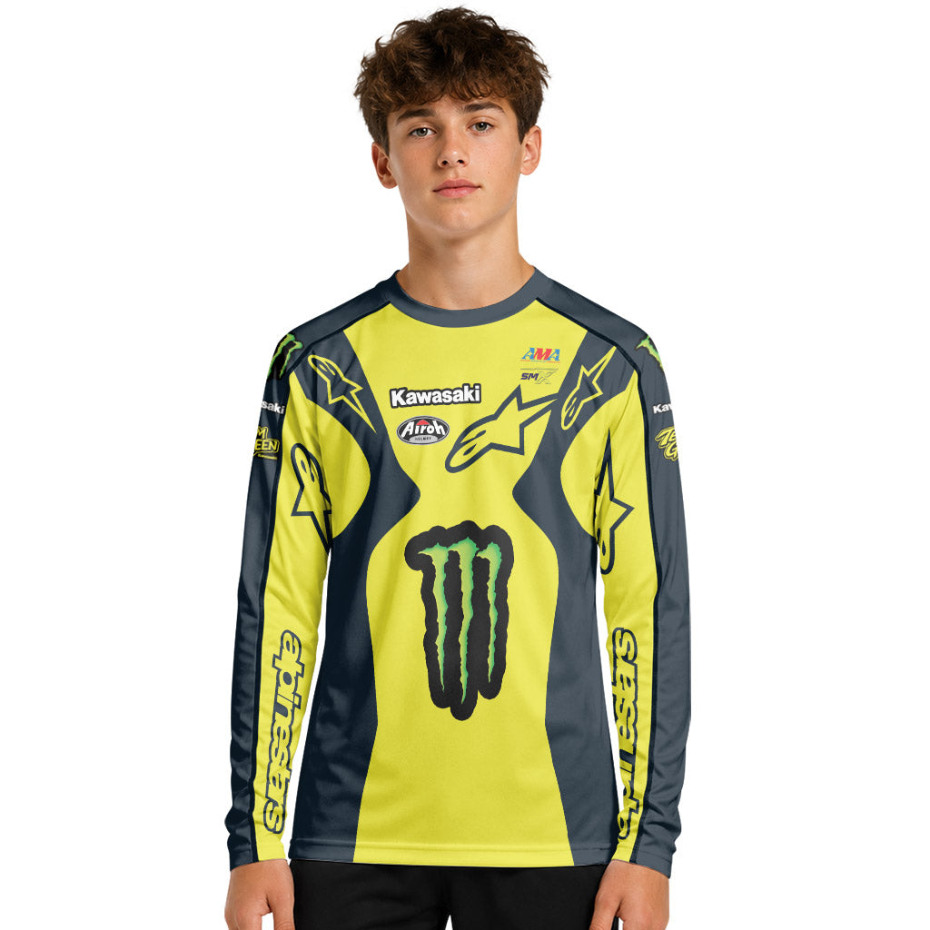 Jason Anderson 21 Alpinestars Yellow Youth Long Sleeve Motocross Jersey
