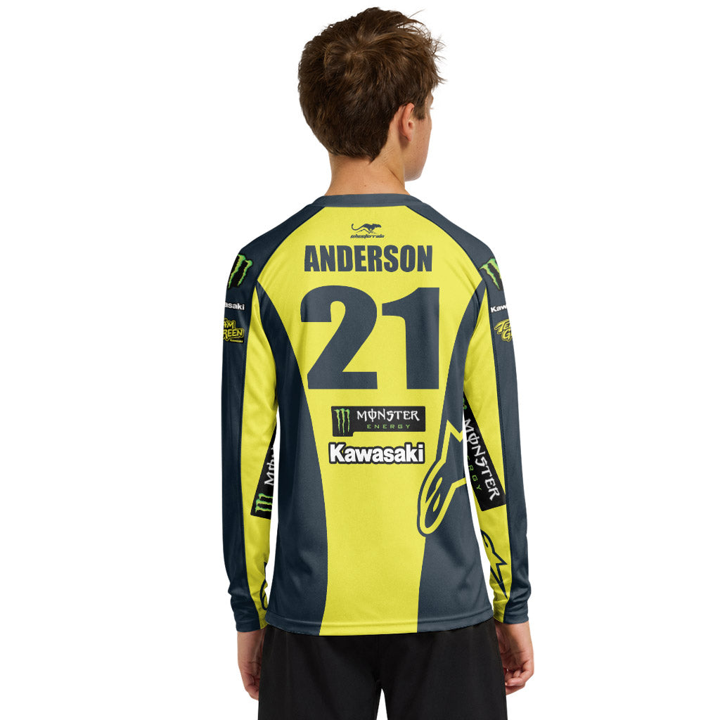 Jason Anderson 21 Alpinestars Yellow Youth Long Sleeve Motocross Jersey