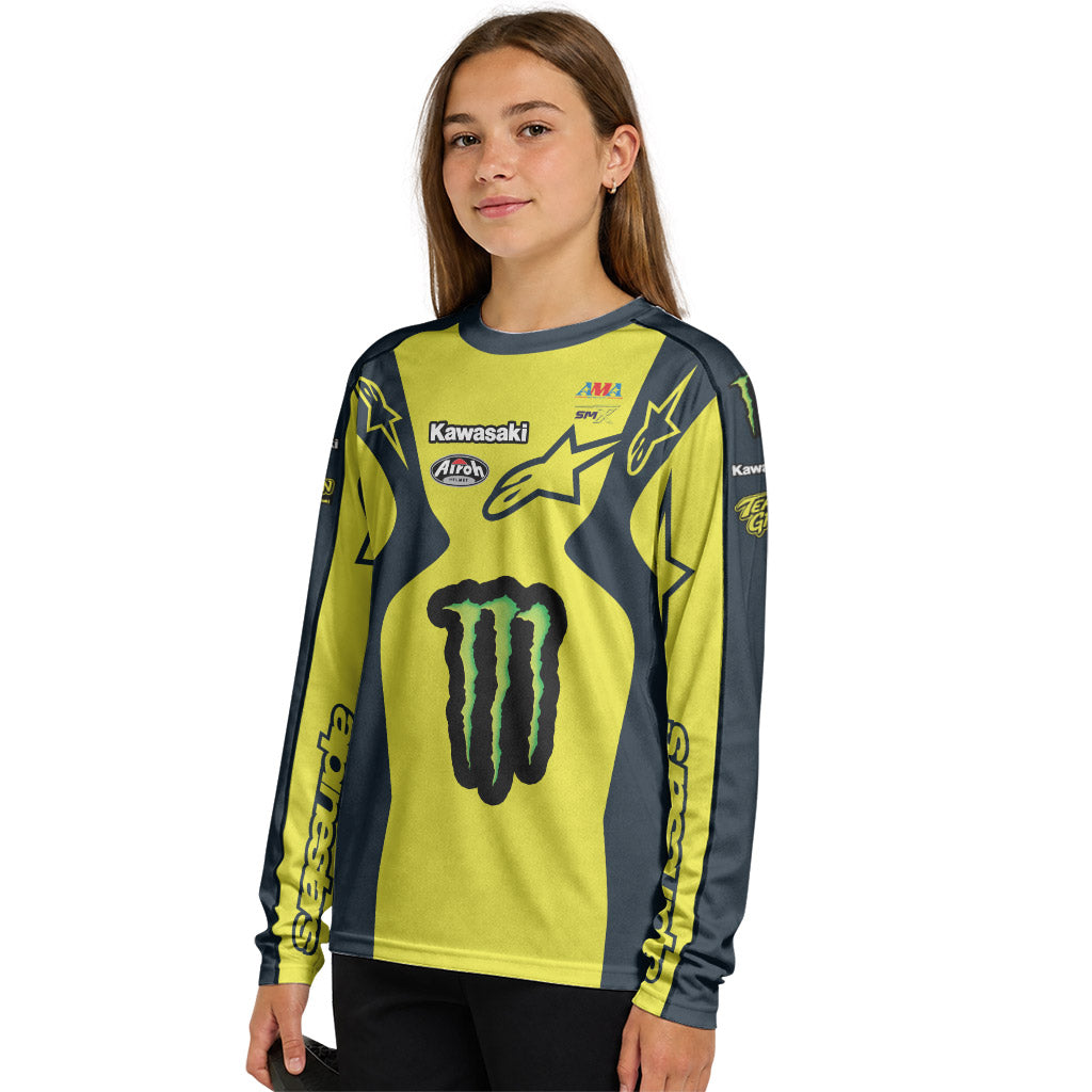 Jason Anderson 21 Alpinestars Yellow Youth Long Sleeve Motocross Jersey