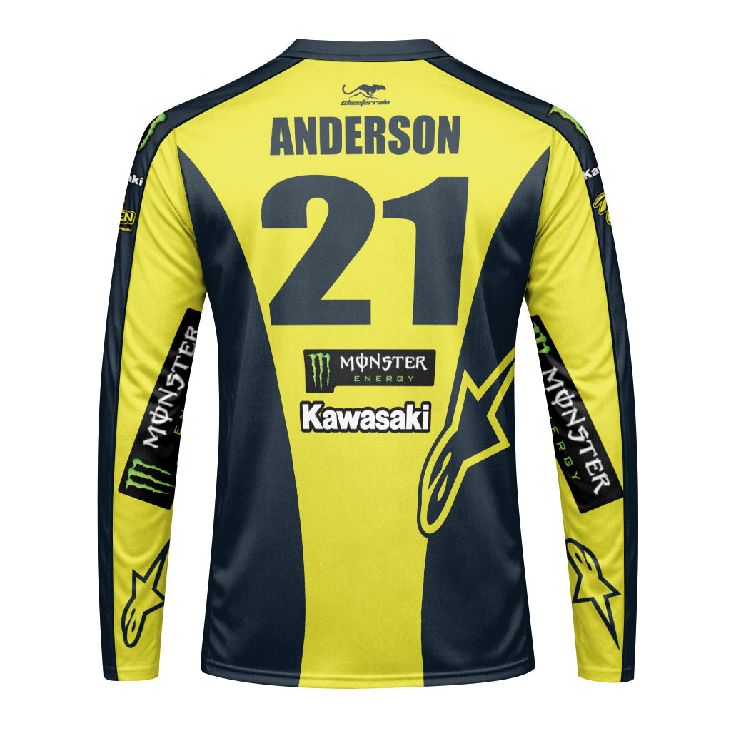 Jason Anderson 21 Alpinestars Yellow Youth Long Sleeve Motocross Jersey