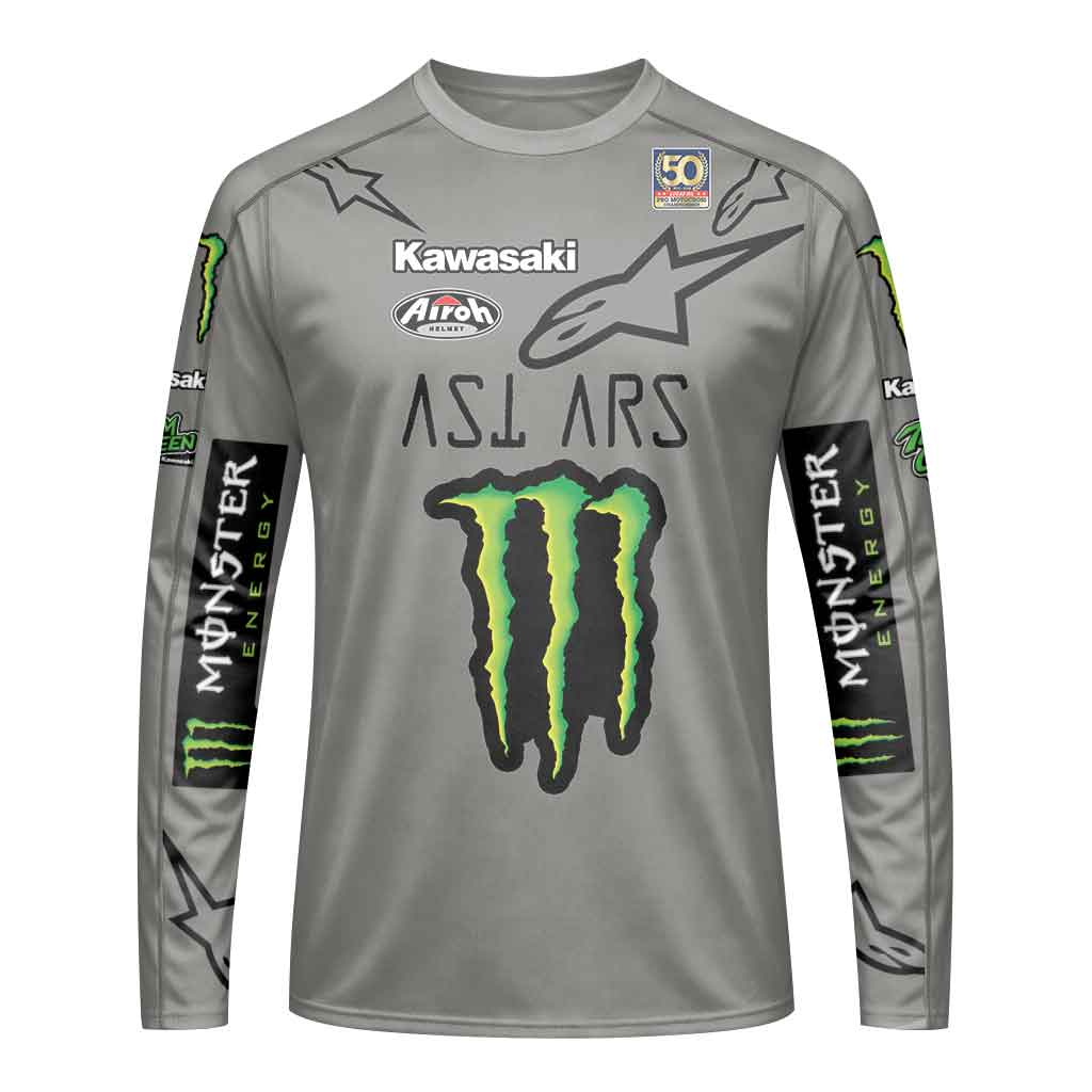 Jason Anderson 21 Kawasaki Grey Long Sleeve Motocross Jersey